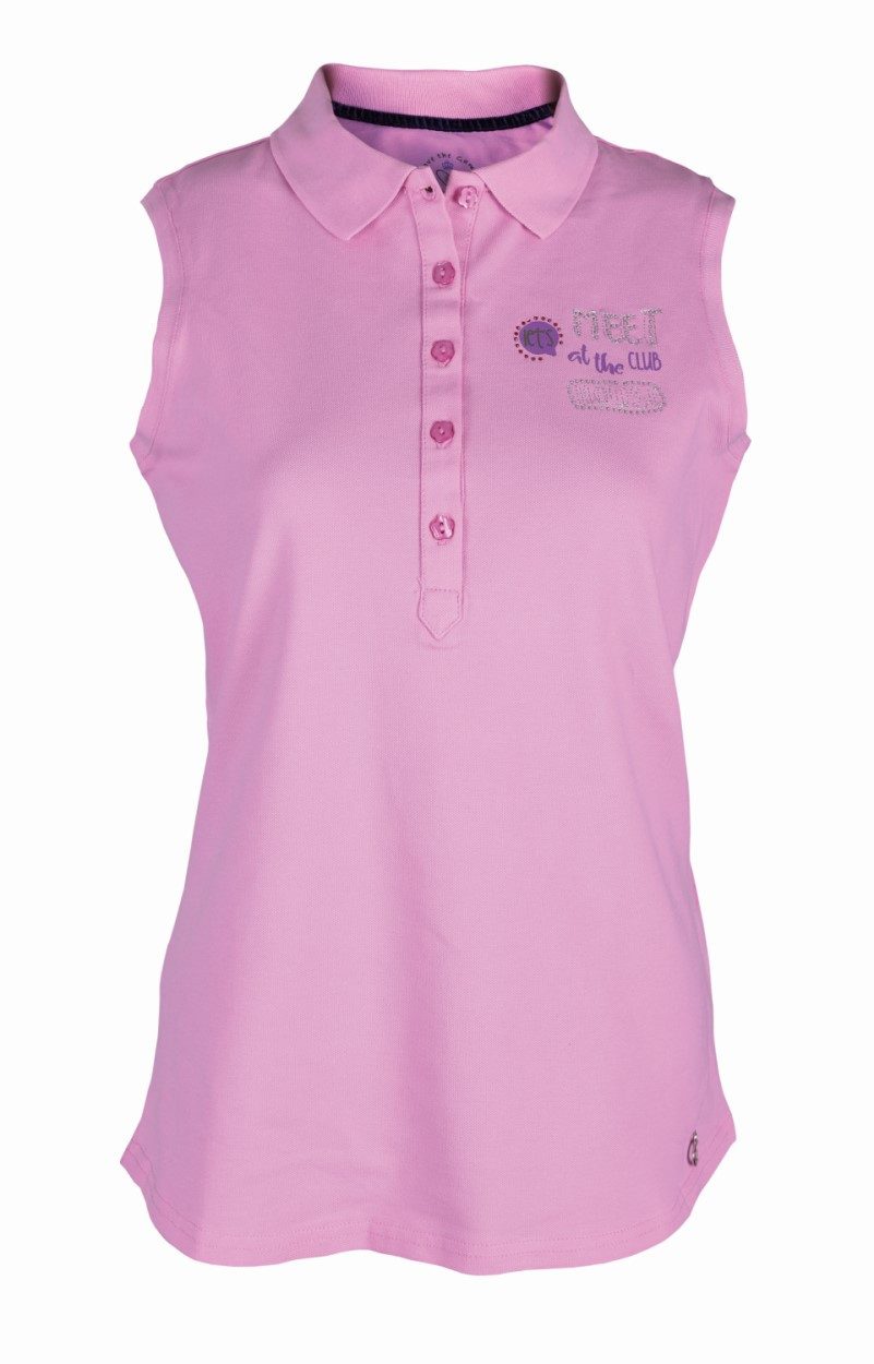 Poloshirt Girls Golf Polo Meet me at the Clubhouse Sleeveless Rosa Damen