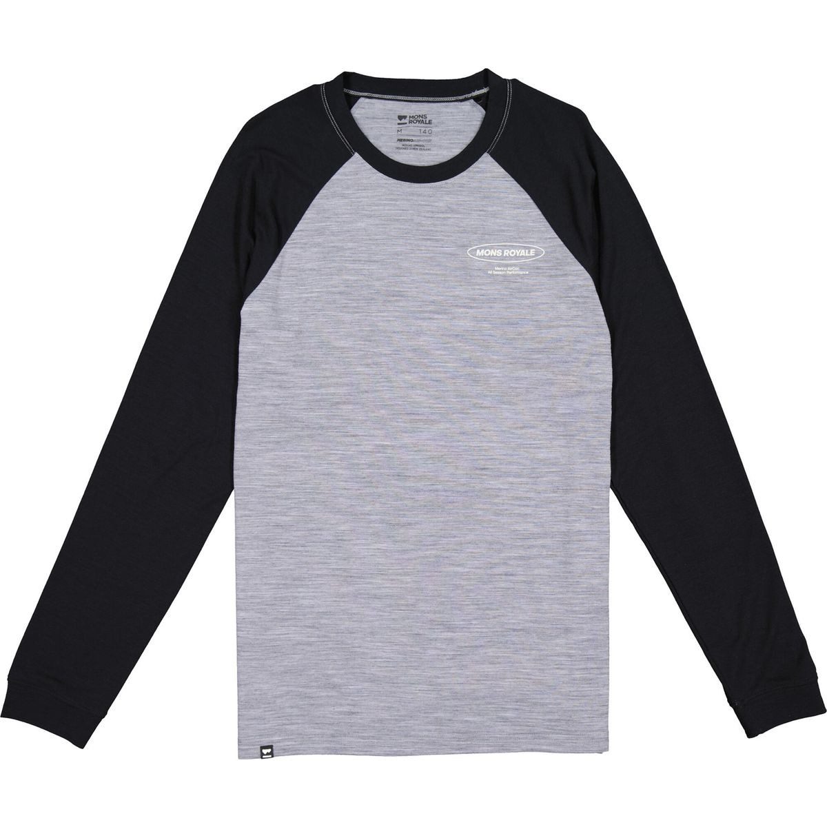 Mons Royale Funktionsshirt Mens Icon Merino Raglan Long Sleeve Dieses Longsleeve aus Merinowolle bietet Komfort