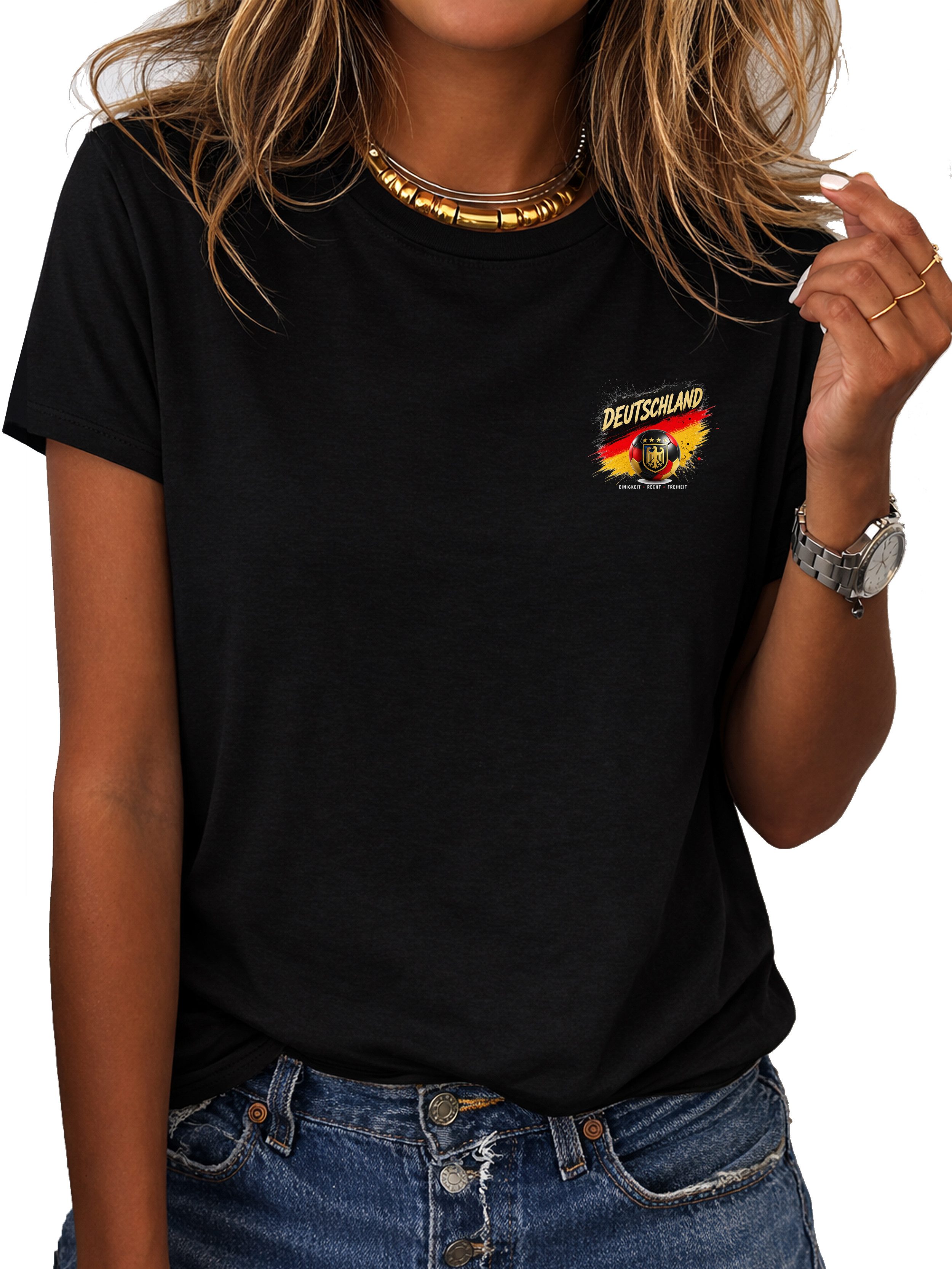 RMK T-Shirt Damen Shirt Rundhals Fußball Deutschland WM aus Baumwolle