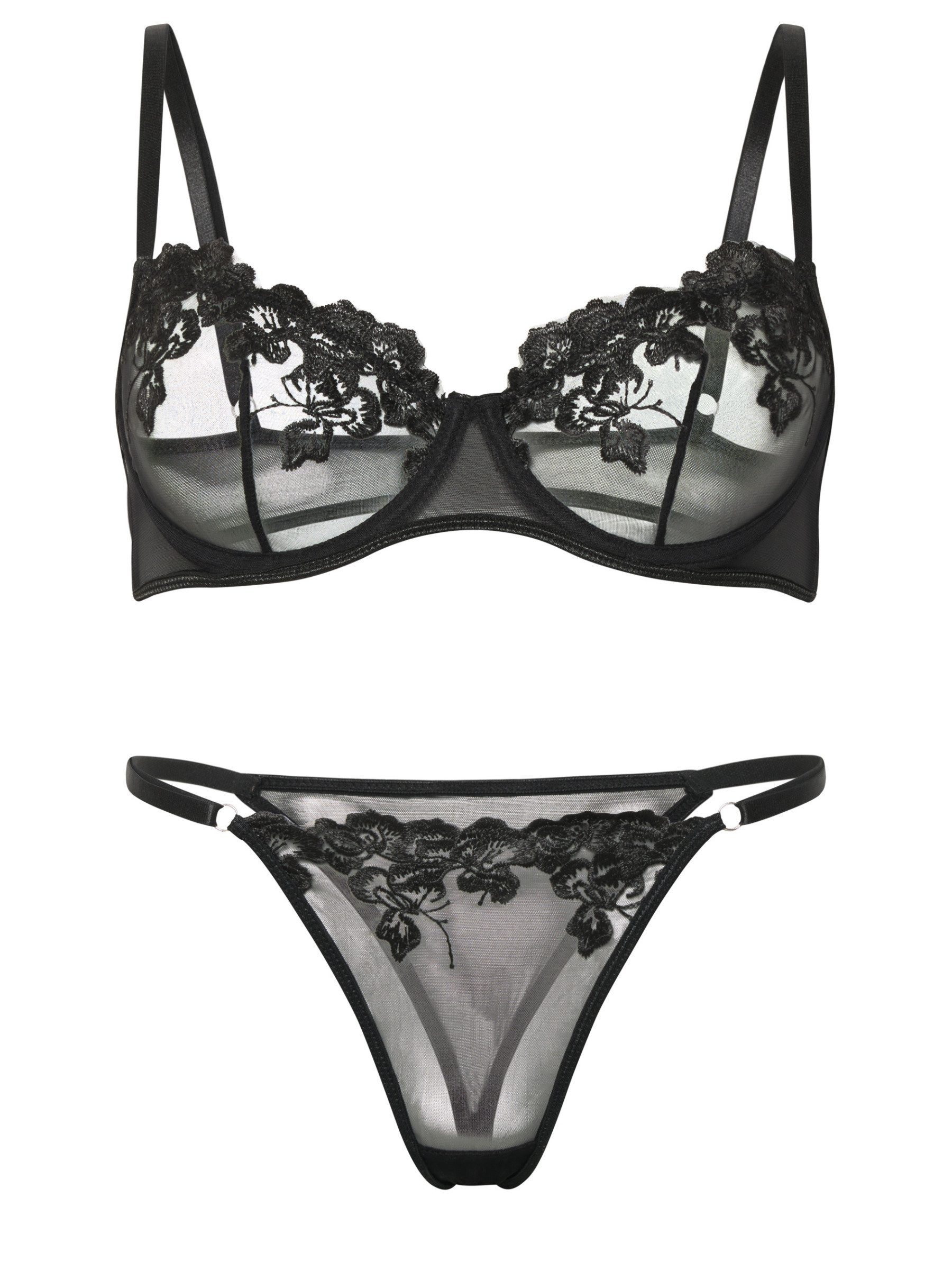 Orchibelle Set: Bügel-BH Sexy Damenunterwäsche mit Blumenstickerei – Spitzen-Dessous-Set (Set, 2-tlg., mit Tanga) Elegante Reizwäsche mit hochwertigem Design – Sinnliches Lingerie-Set