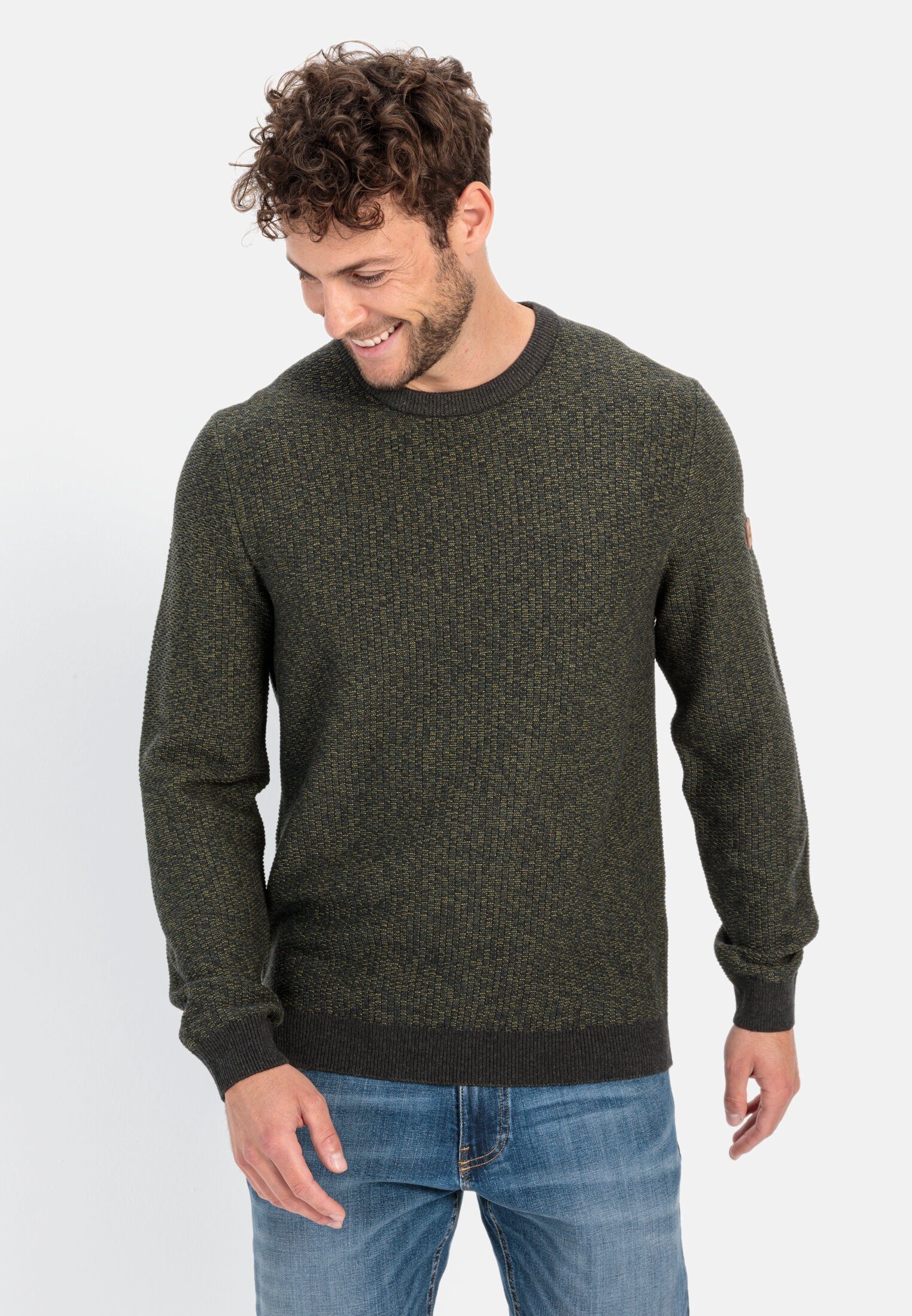 camel active Rundhalspullover aus einem Baumwollmix Langarm Rundhals Pullov günstig online kaufen