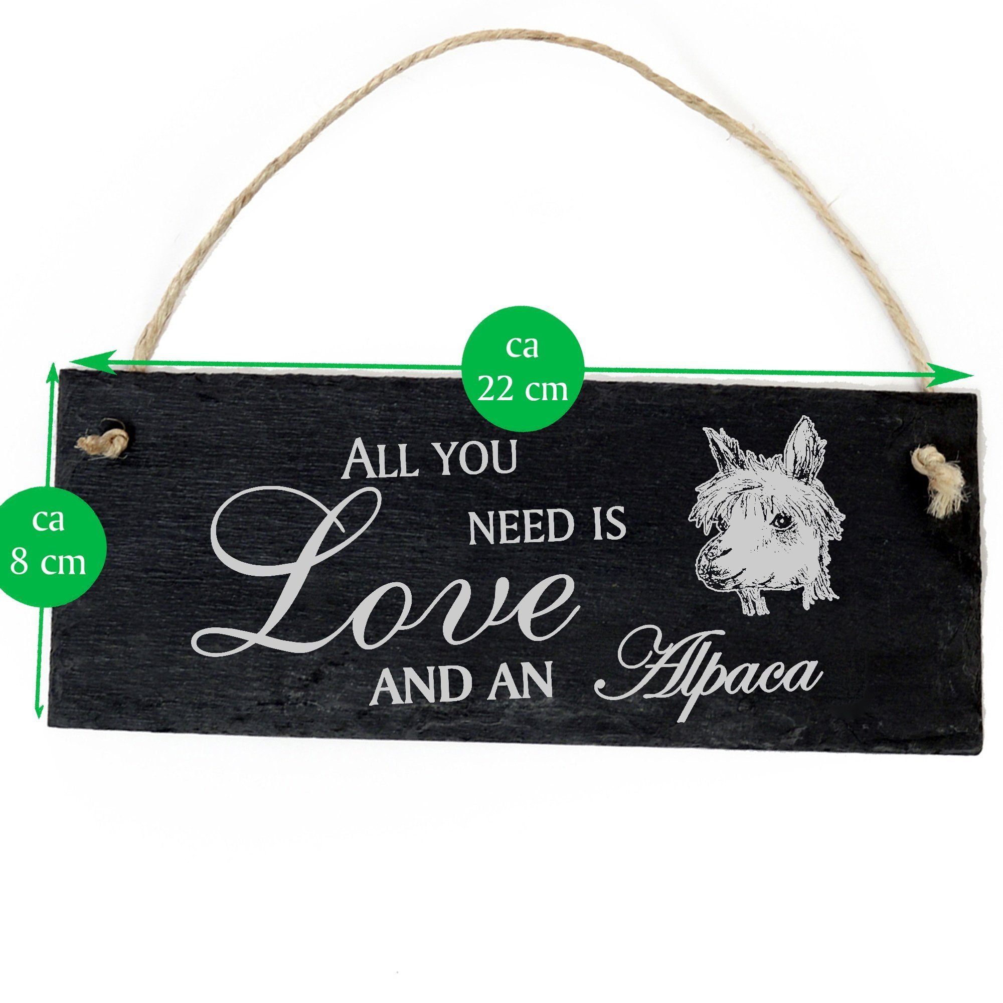 Dekolando Hängedekoration Alpaka Kopf Lama 22x8cm All you need is Love and an Alpaca