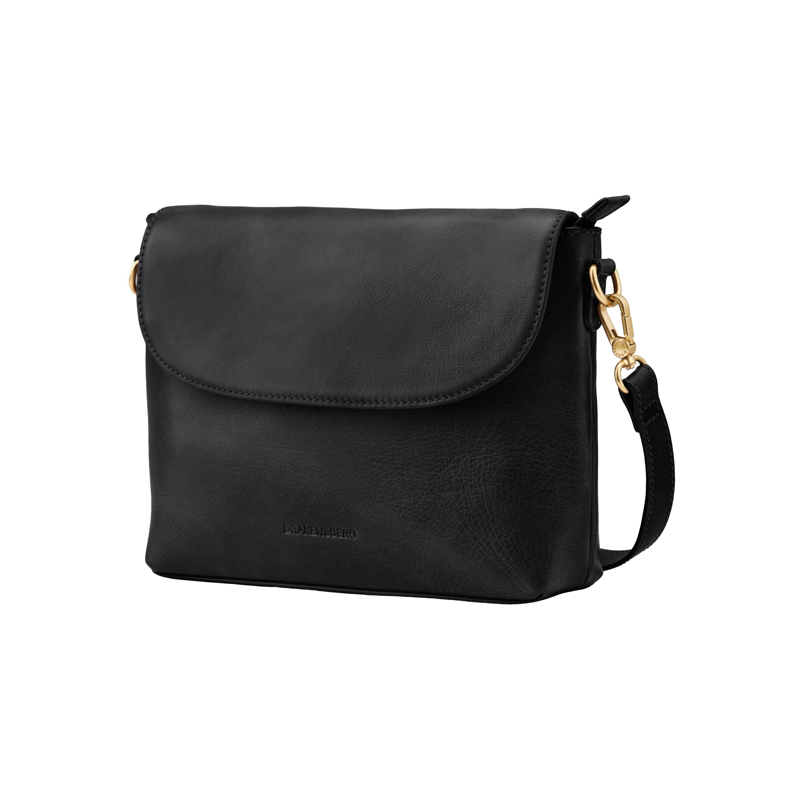 DRAKENSBERG Schultertasche Handtasche »Eva« Schwarz, Damen Handtasche mit viel Platz, elegant aus Rindsleder