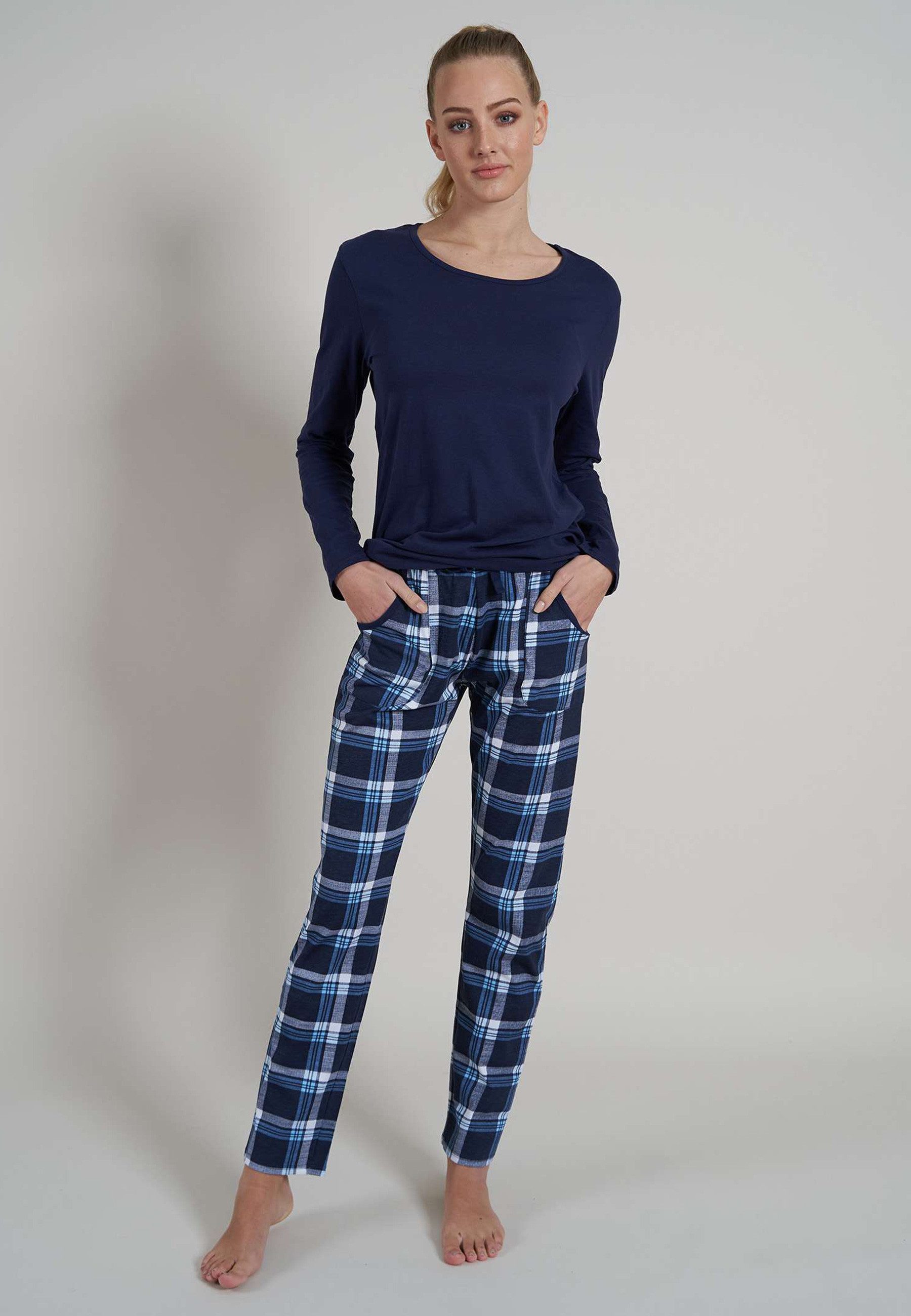 GÖTZBURG Pyjama GÖTZBURG Damen Pyjama blau bedruckt (1 tlg) günstig online kaufen