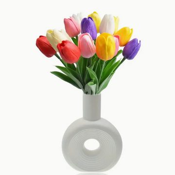 Kunstblumenstrauß 12 Stück künstliche Tulpen Strauß Tulpe, Deggelbam, Seidenblumen Tulpe - Sehen aus wie echt