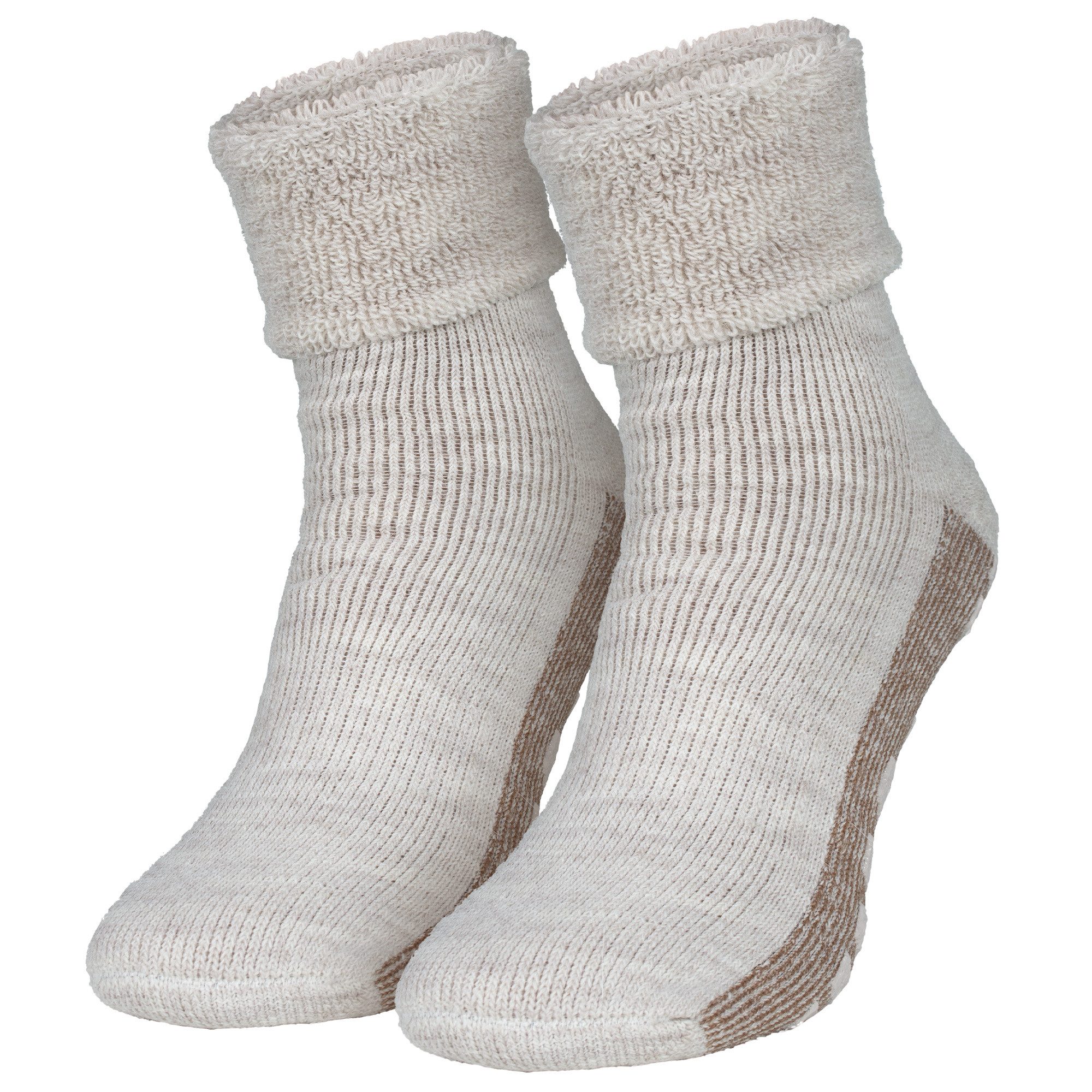 Black Snake ABS-Socken Alpaka Haussocken mit rutschfester Stoppersohle für Damen und Herren (Socken-Set, 2-Paar, Beige 39/42) wärmende Wollmischung mit Komfortbund für Homeoffice und Winterabende