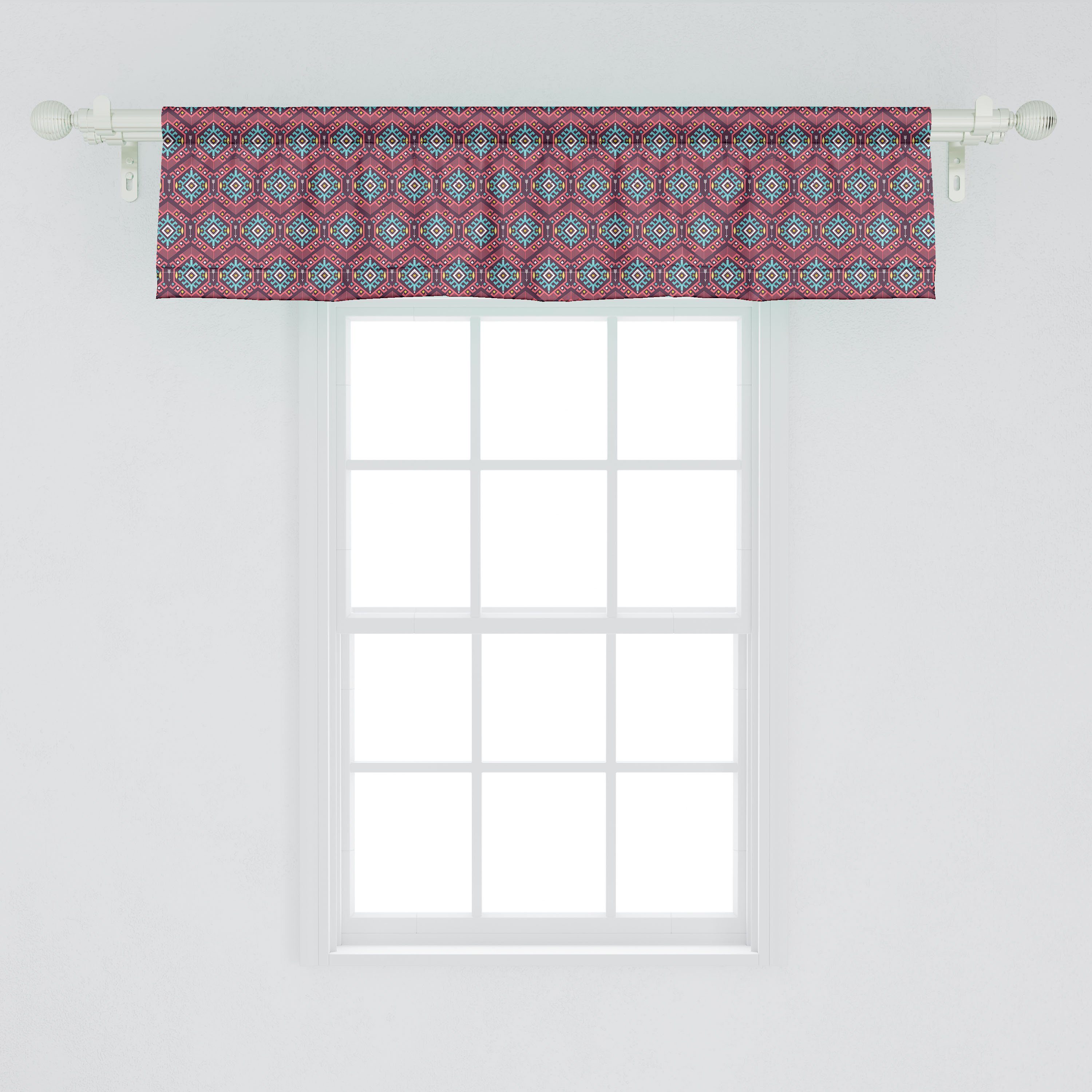 Scheibengardine Vorhang Volant für Küche Abakuhaus, Microfaser, mit Hipster Tribal Stammes Schlafzimmer Dekor Stangentasche