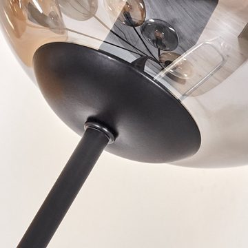 hofstein Stehlampe Stehlampe aus Metall/Glas in Schwarz/Rauch-/Bernsteinfarben/Klar, ohne Leuchtmittel, Leuchte, Glasschirme (15cm),Schalter,168cm,6xE14, ohne Leuchtmittel