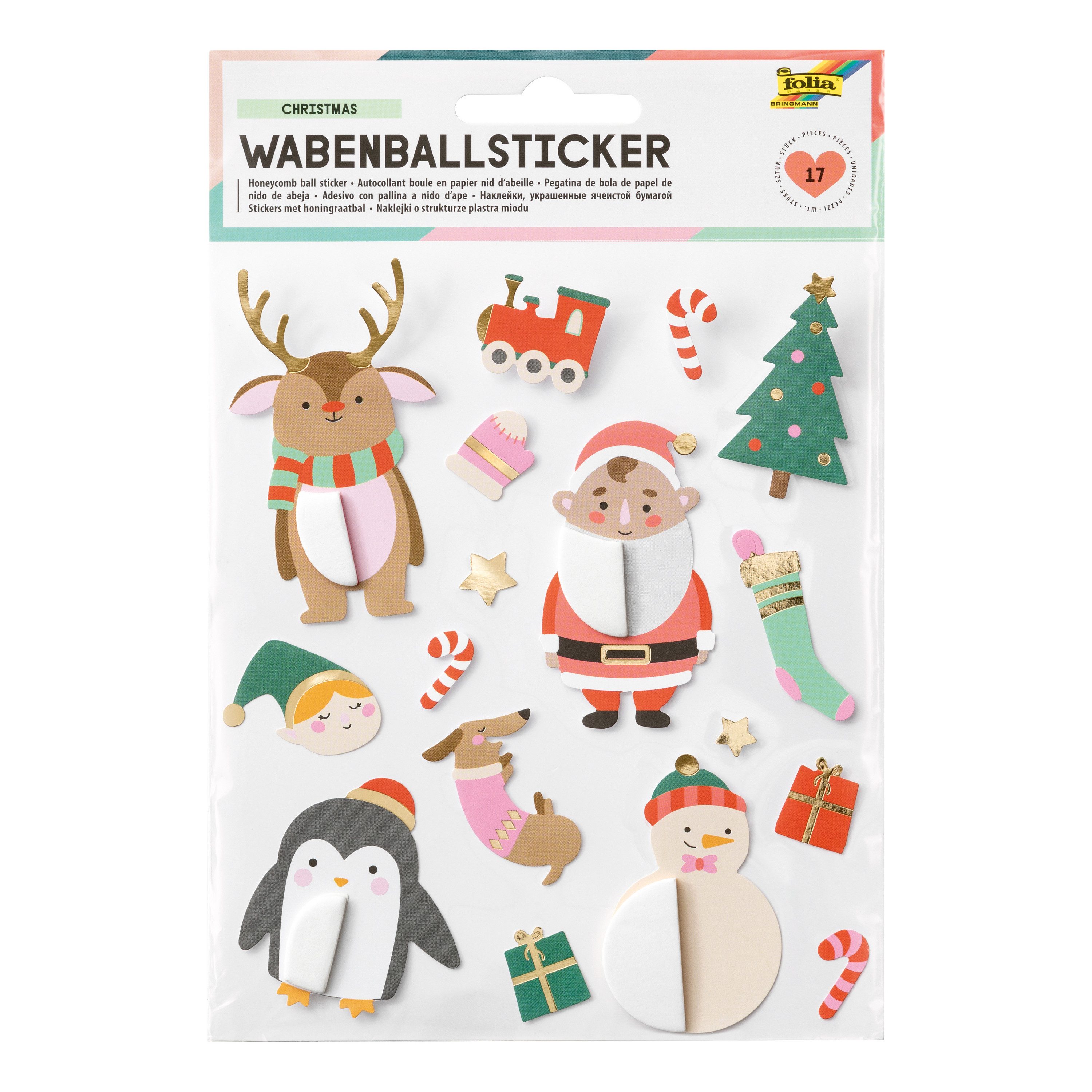 Folia Sticker Wabenball Sticker Christmas, (17-tlg), 17 Stück