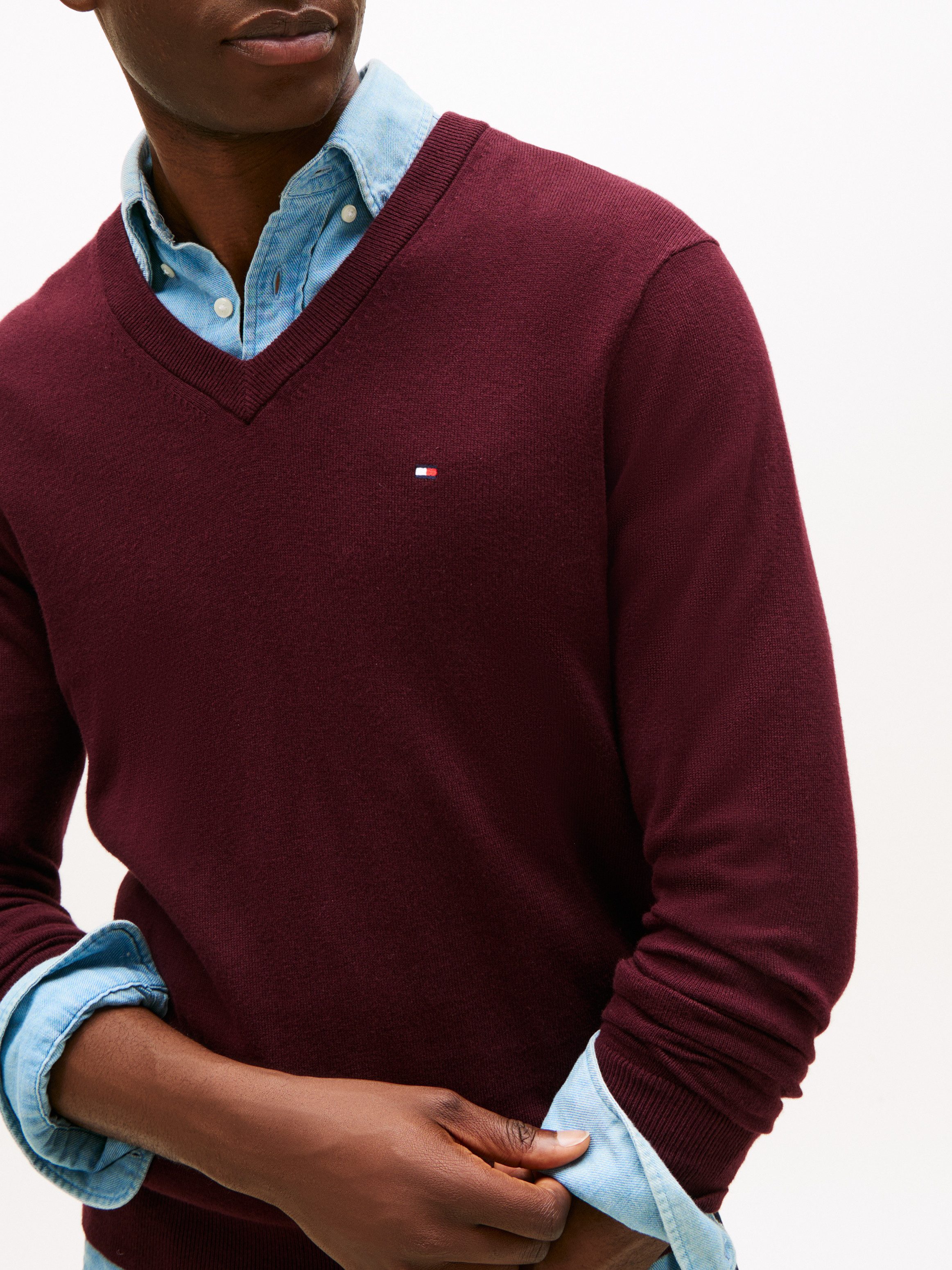 Tommy Hilfiger V-Ausschnitt-Pullover PIMA ORG CTN CASHMERE V NECK günstig online kaufen