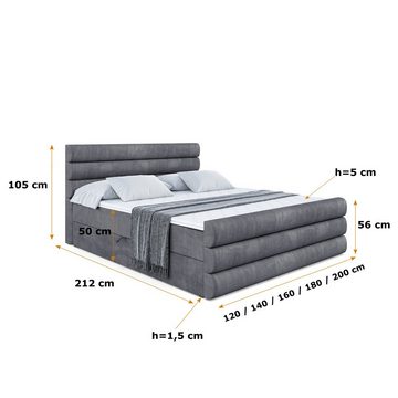 ALTDECOR Boxspringbett CELESTIA-Z (Multipocket-Matratze H4, H3 Matratze Bonellfederung, Topper, Kopfteil)