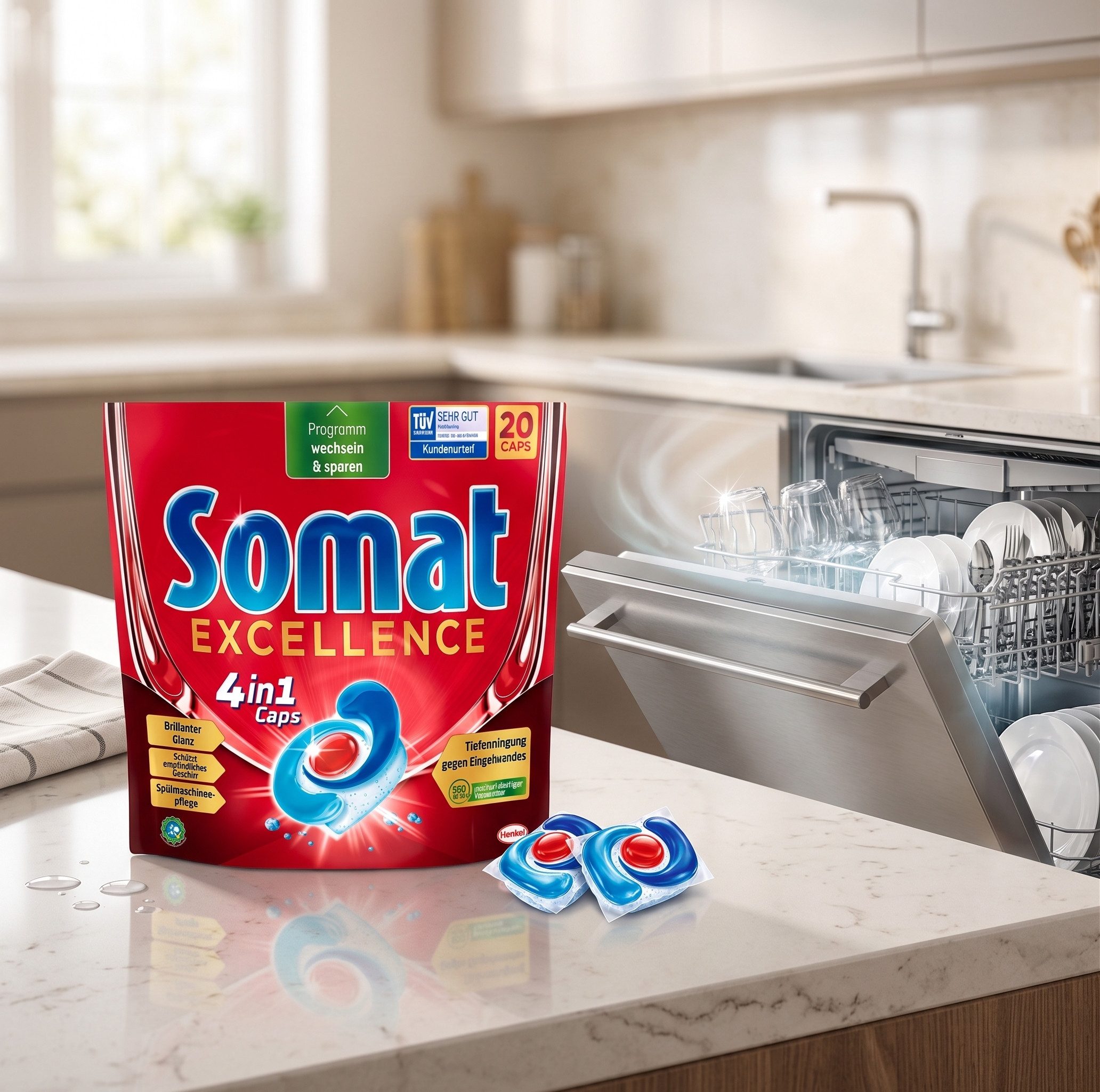 Somat Somat Excellence Spülmaschinentabs 4in1 – 1 Packung = 20 Stück Spülmaschinentabs