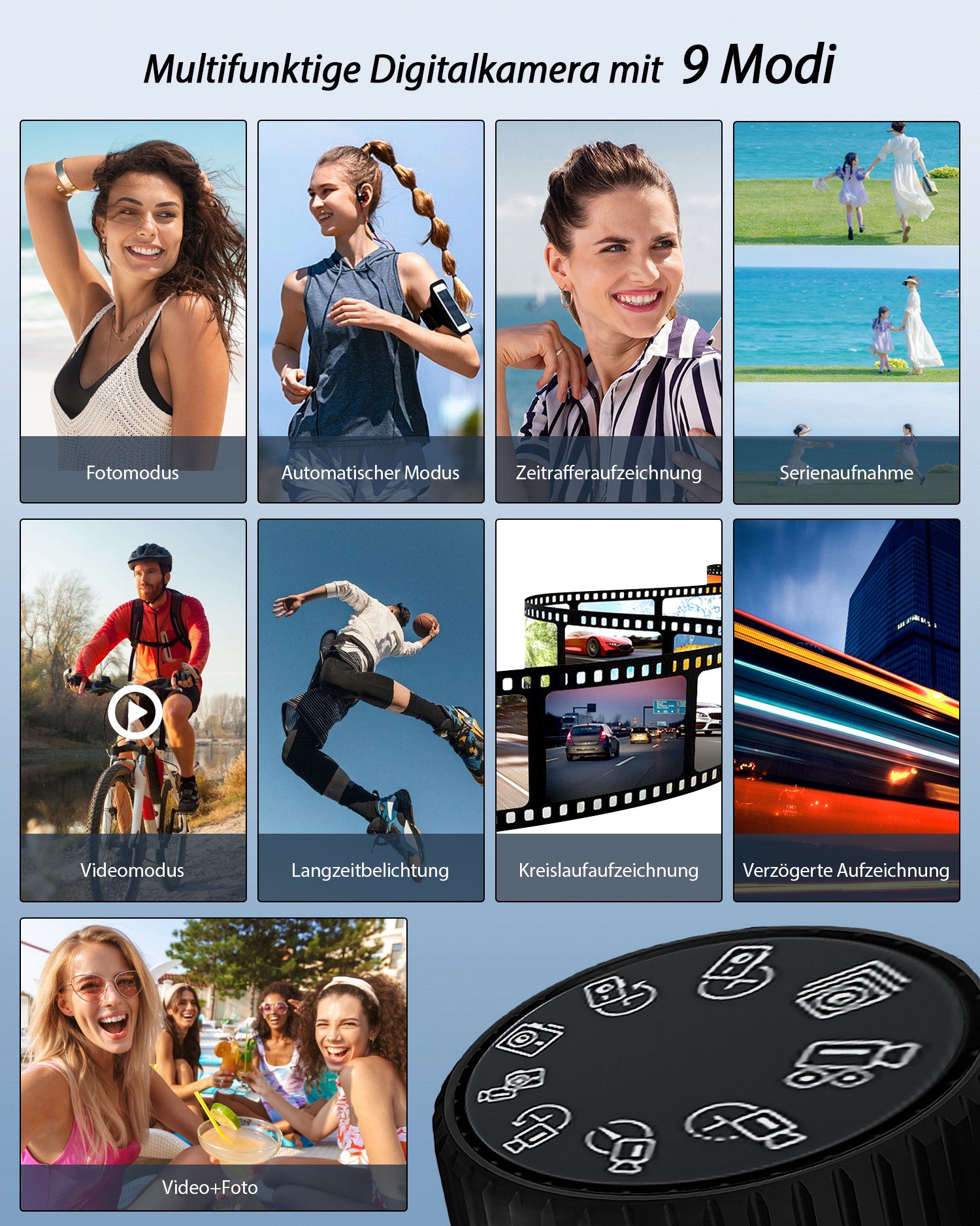 Fine Life Pro Digitalkamera, 4K 64MP-Kamera, 4,0Touchscreen, 16X digitalem Zoom Superzoom-Kamera