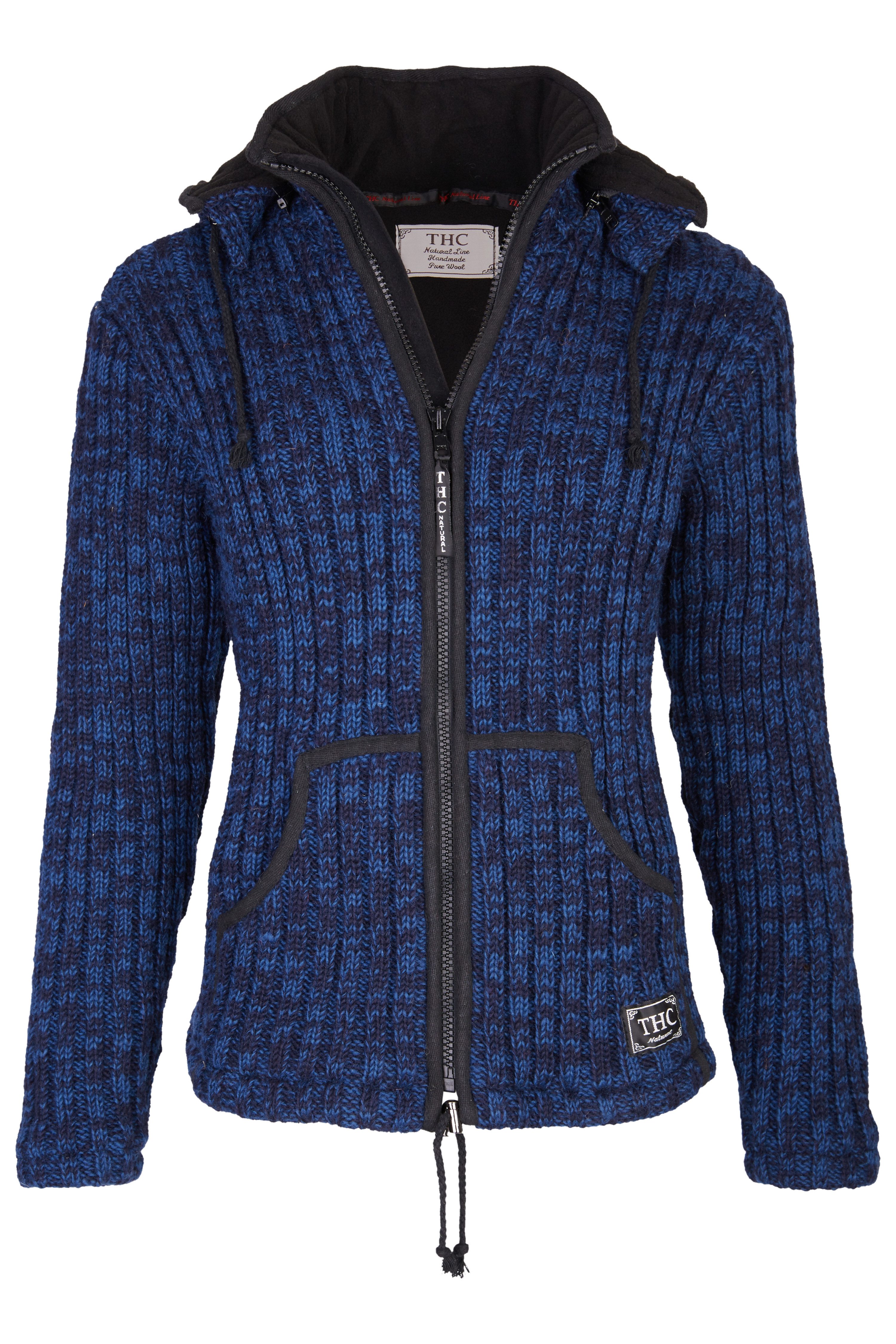 THC Natural Line Strickjacke Schafwollstrickjacke blau günstig online kaufen