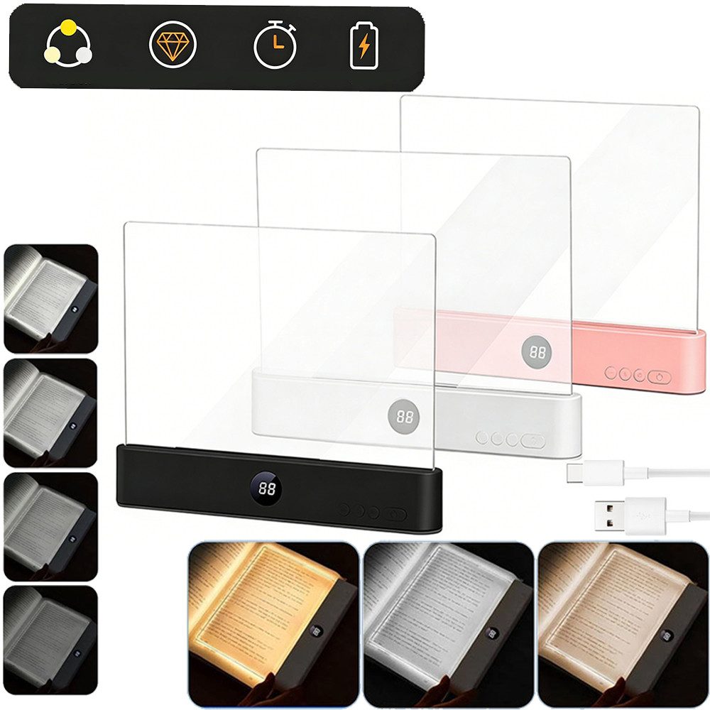 PRIISF Tischleuchte LED Leselampe Buchlampe tragbare Flaches Buch Licht Dim günstig online kaufen