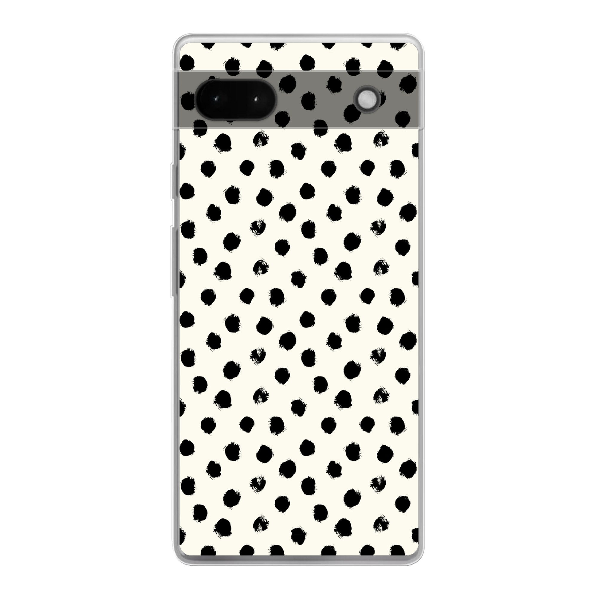 MuchoWow Handyhülle für Google Pixel 6a Polka dots - Schwarz - Weiß - Druck - Minimalistis, Phone Case, Silikon, Schutzhülle Dünn