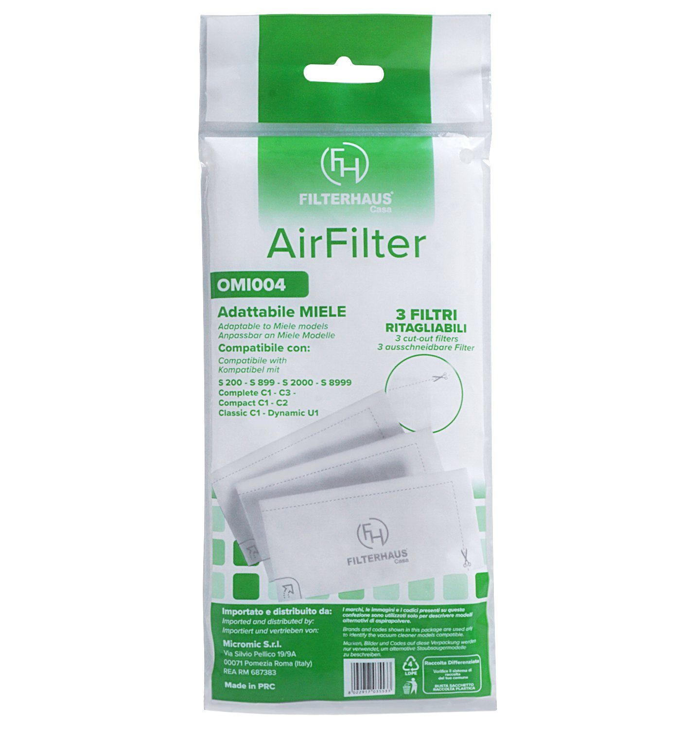VIOKS Abluftfilter Filtermatte Ersatz für Miele 3944711 SF-SAC20/30 Air-Clean Filter, Zubehör für Staubsauger