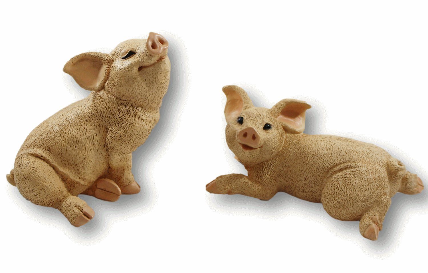 Castagna Tierfigur Dekofigur 2 Ferkel Schweinchen natur Castagna aus Resin H 10-20 cm | Tierfiguren