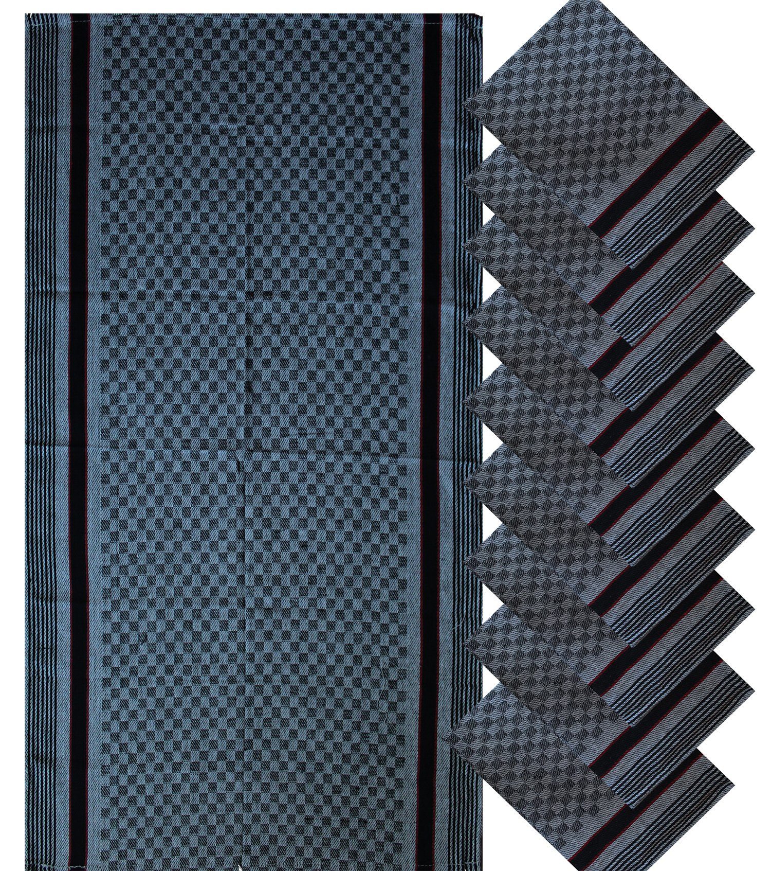 KH-Haushaltshandel Geschirrtuch Geschirrtuch grau, 100% Baumwolle, Grubentuch, Küchentuch, Gastronomie, (Packung, 10-tlg), Größe: ca. 50 x 100 cm