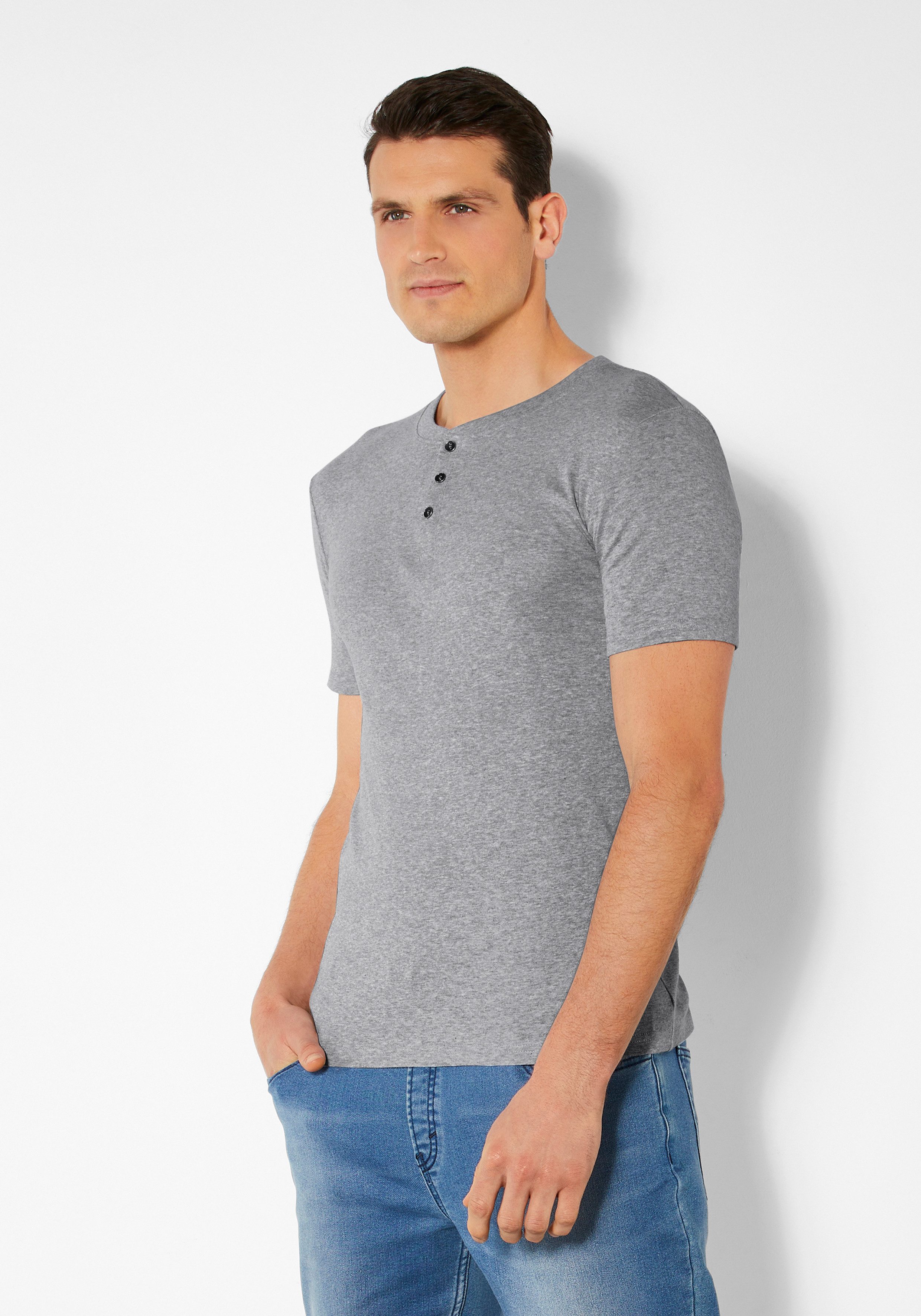 H.I.S T-Shirt mit aufwendiger Knopfleiste, perfekt als Unterziehshirt