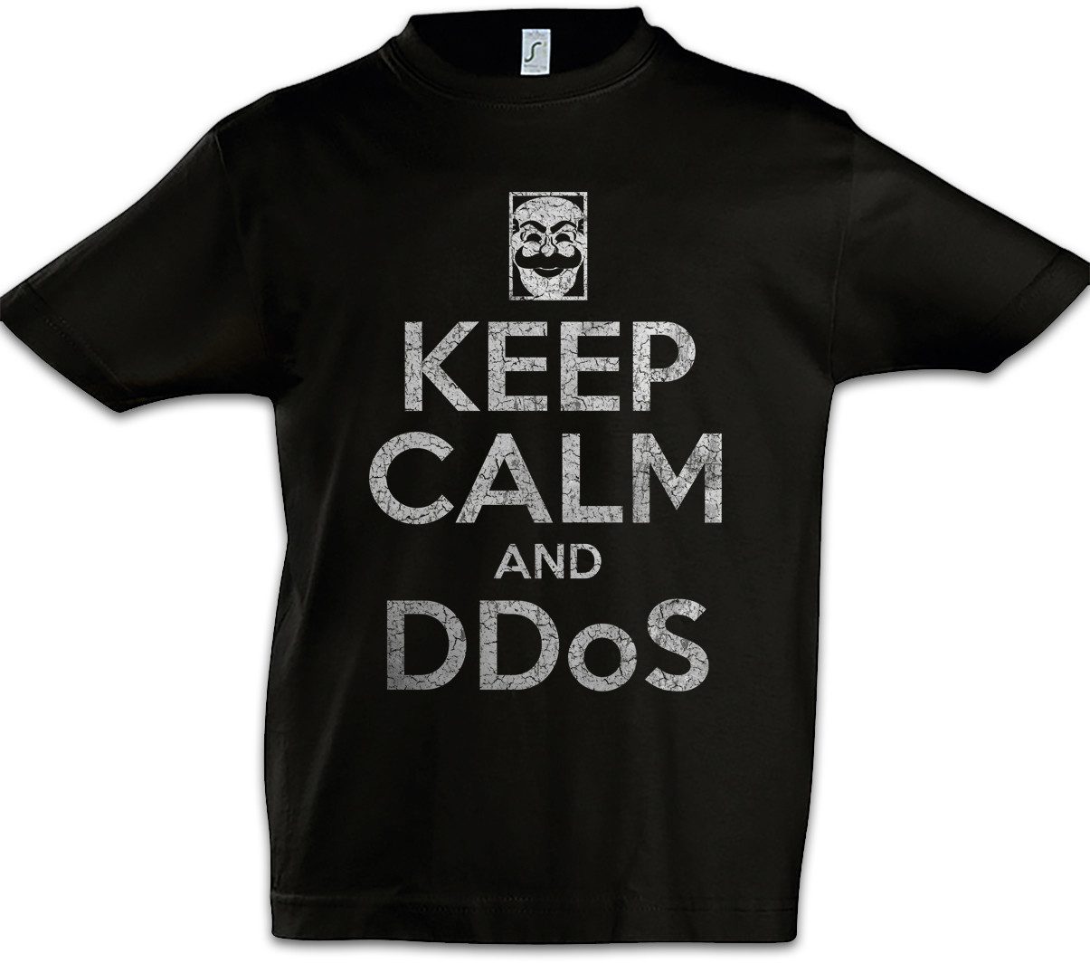 Print-Shirt Keep Calm And Ddos Kinder T-Shirt IT Informatik Informatiker PC