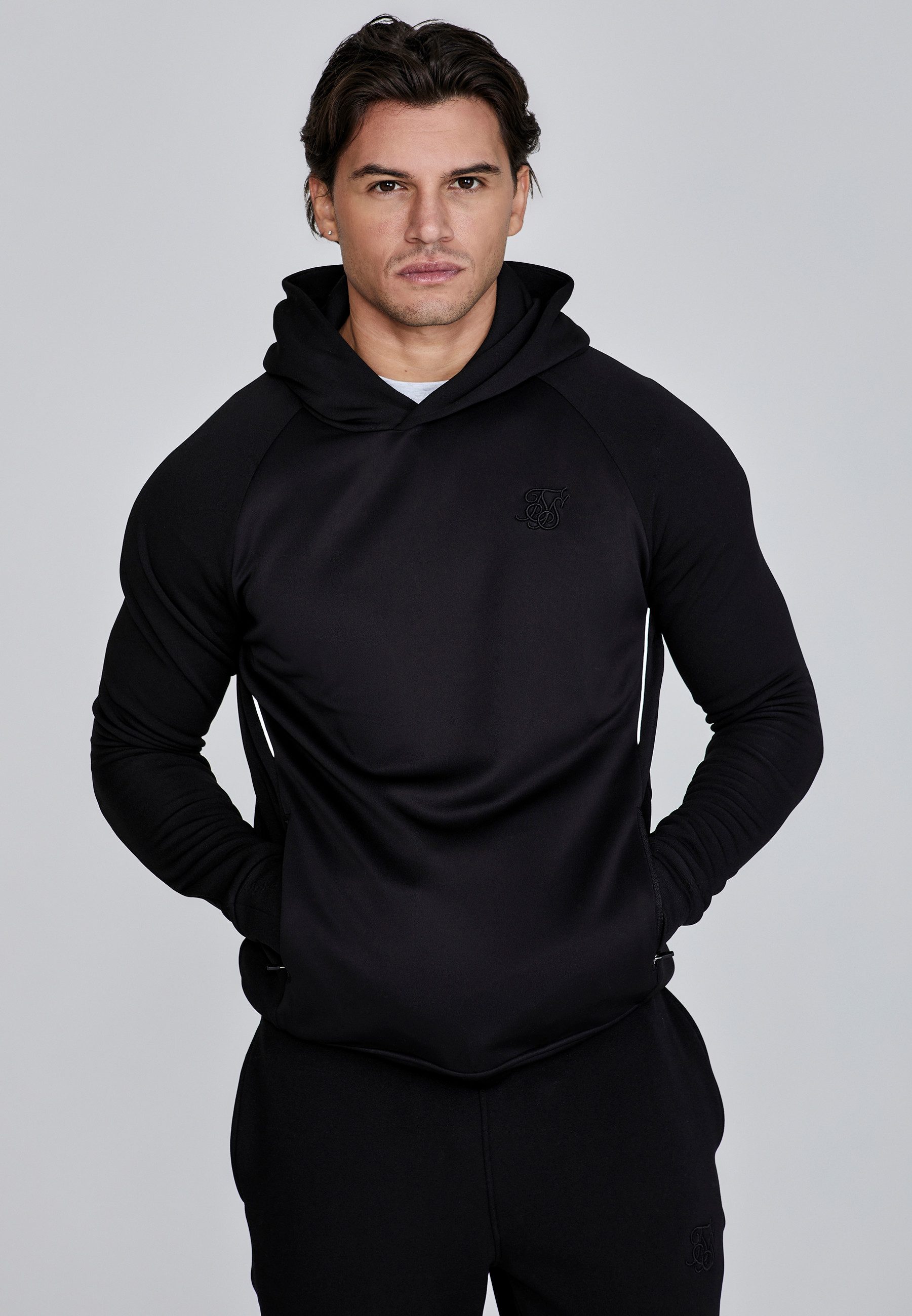 Hoodie SikSilk Herren Schwarzer Pullover Kapuzenpullover