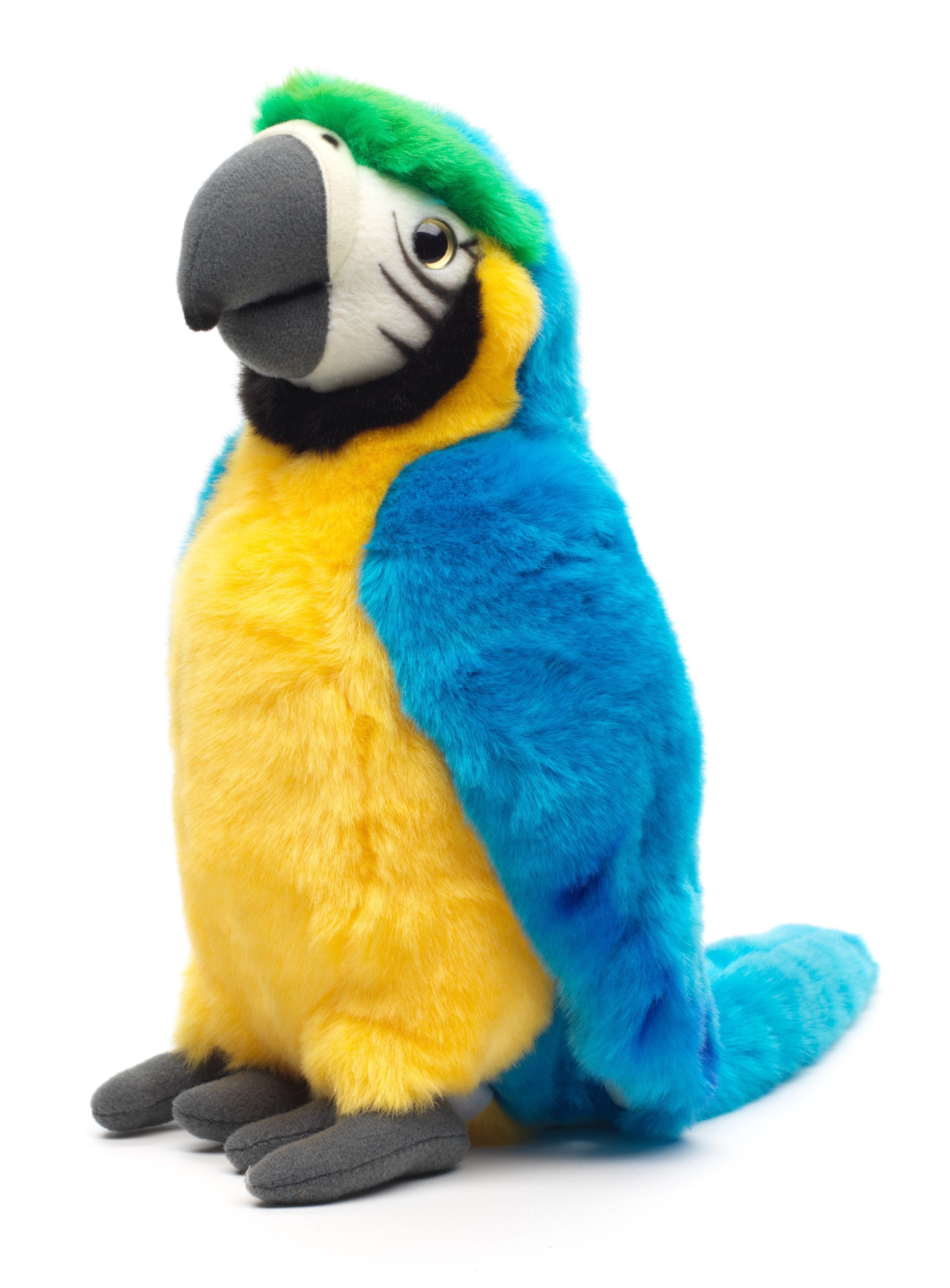 Plüschtier, Papagei Kuscheltier 28 recyceltes cm - Plüsch-Vogel - blau Füllmaterial oder rot (Höhe) 100 - Uni-Toys zu % -