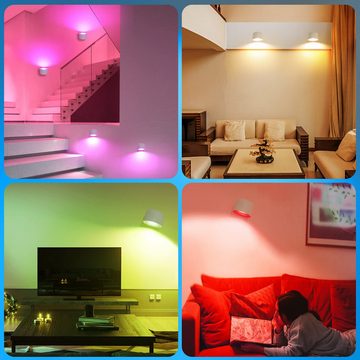Bedee Wandleuchte LED Wandleuchte Wiederaufladbare Wandlampe + Fernbedienung, LED fest integriert, Kaltweiß, Neutralweiß, Warmweiß, 6 RGB-Farben, LED Wandlampe für Wohnzimmer, Flur, Balkon, Hotel 2500 mAh