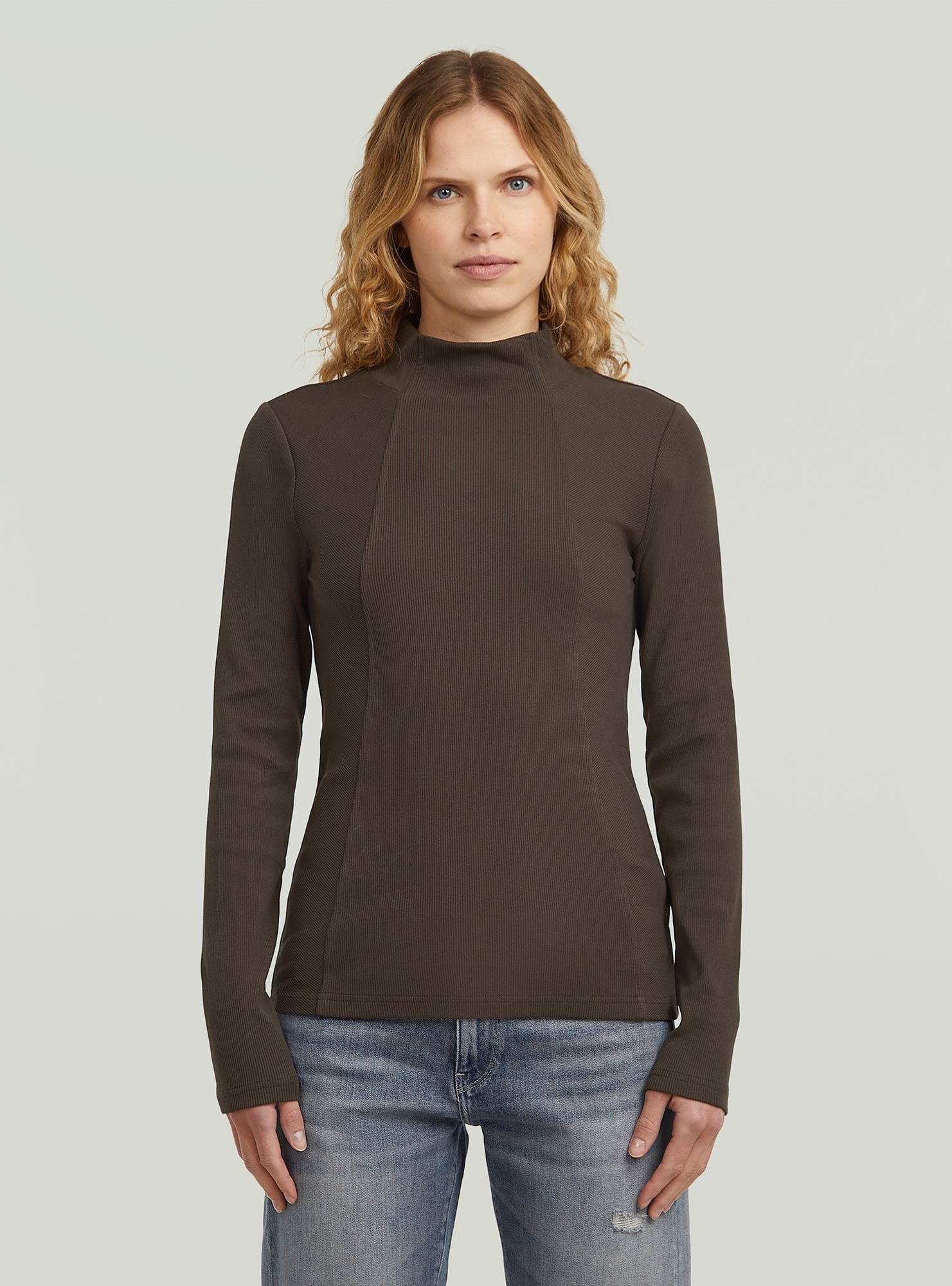 T-Shirt A Line Slim Rib Mock T-Shirt