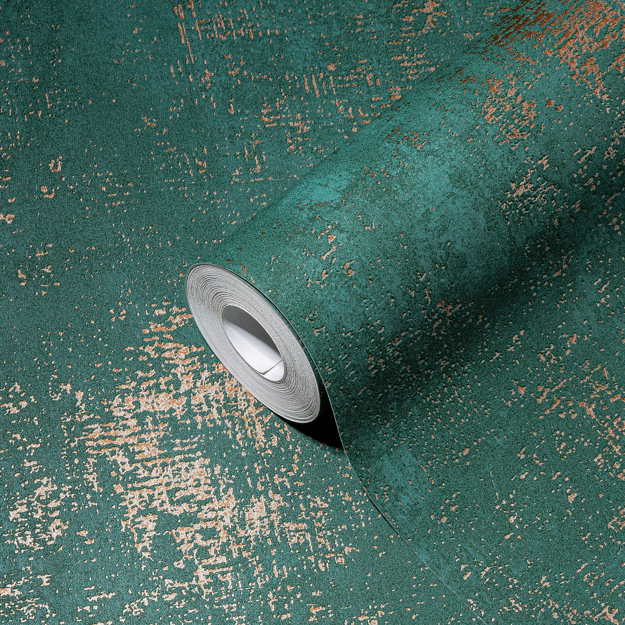 Bricoflor Vlies Betontapete in Gold Braun Metallic Tapete in Betonoptik Ide günstig online kaufen