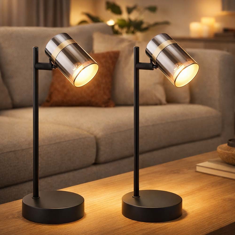 GLOBO LIGHTING Tischleuchte, Leuchtmittel nicht inklusive, 2x Tischleuchte Schreibtischlampe Beistelllampe Leselampe