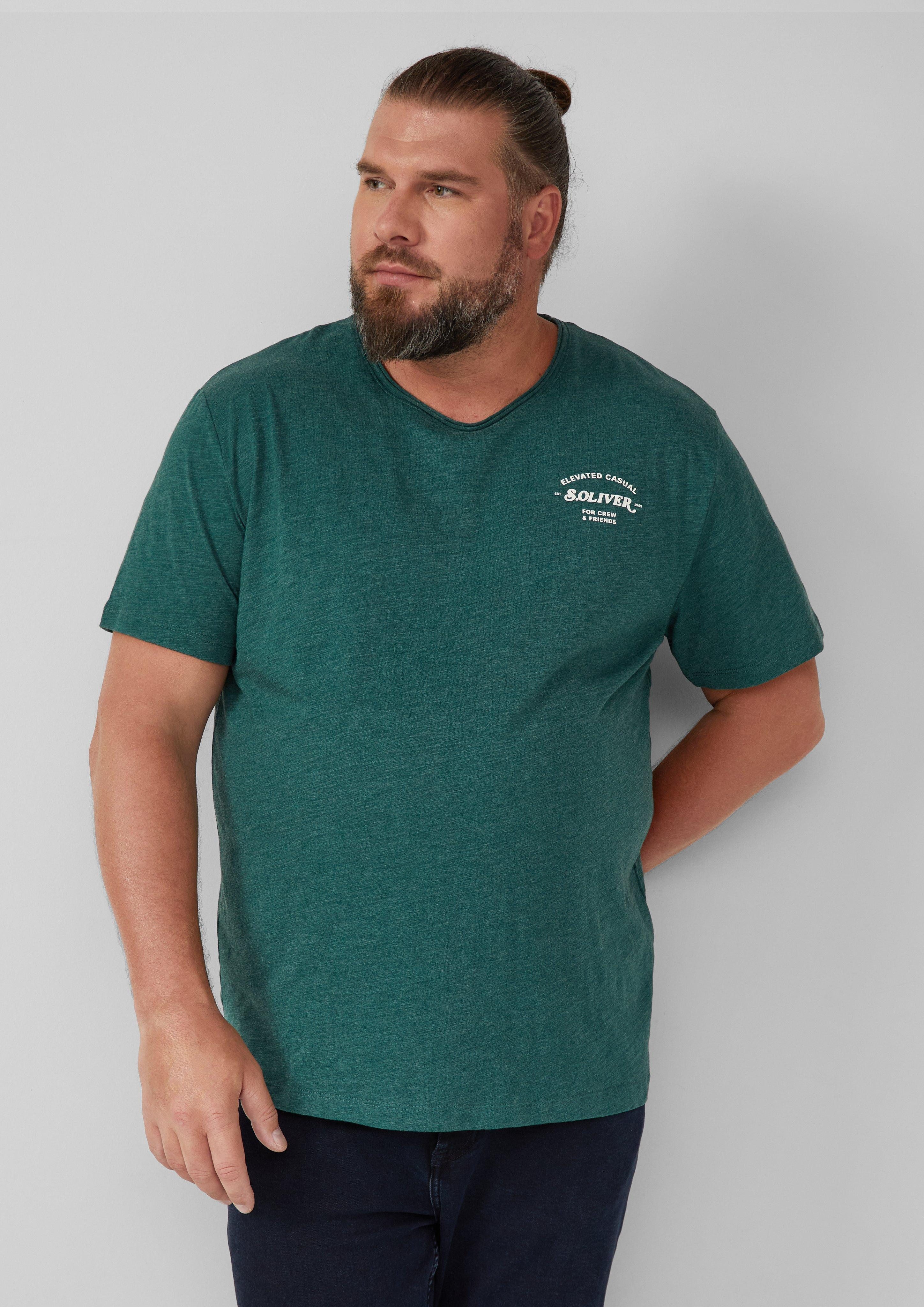 s.Oliver T-Shirt mit Label-Print Farbe dunkelblau Größe: 4XL günstig online kaufen