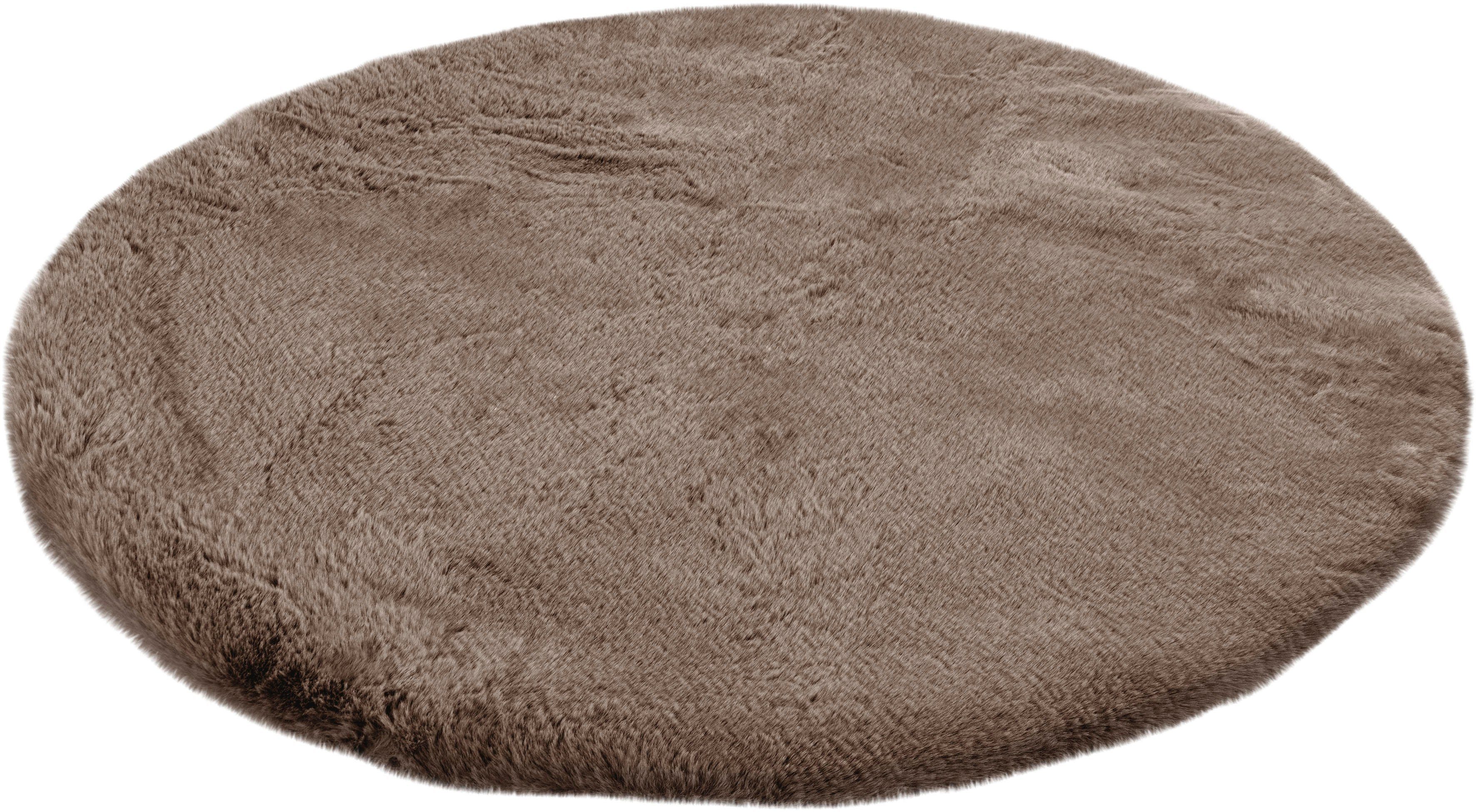 Kayoom Badematte Rabbit, Höhe 22 mm, rutschhemmend beschichtet, fußbodenheizungsgeeignet, Polyester, rund, weiche Kaninchenfell Haptik, Badezimmer, Kinderzimmer, Schlafzimmer