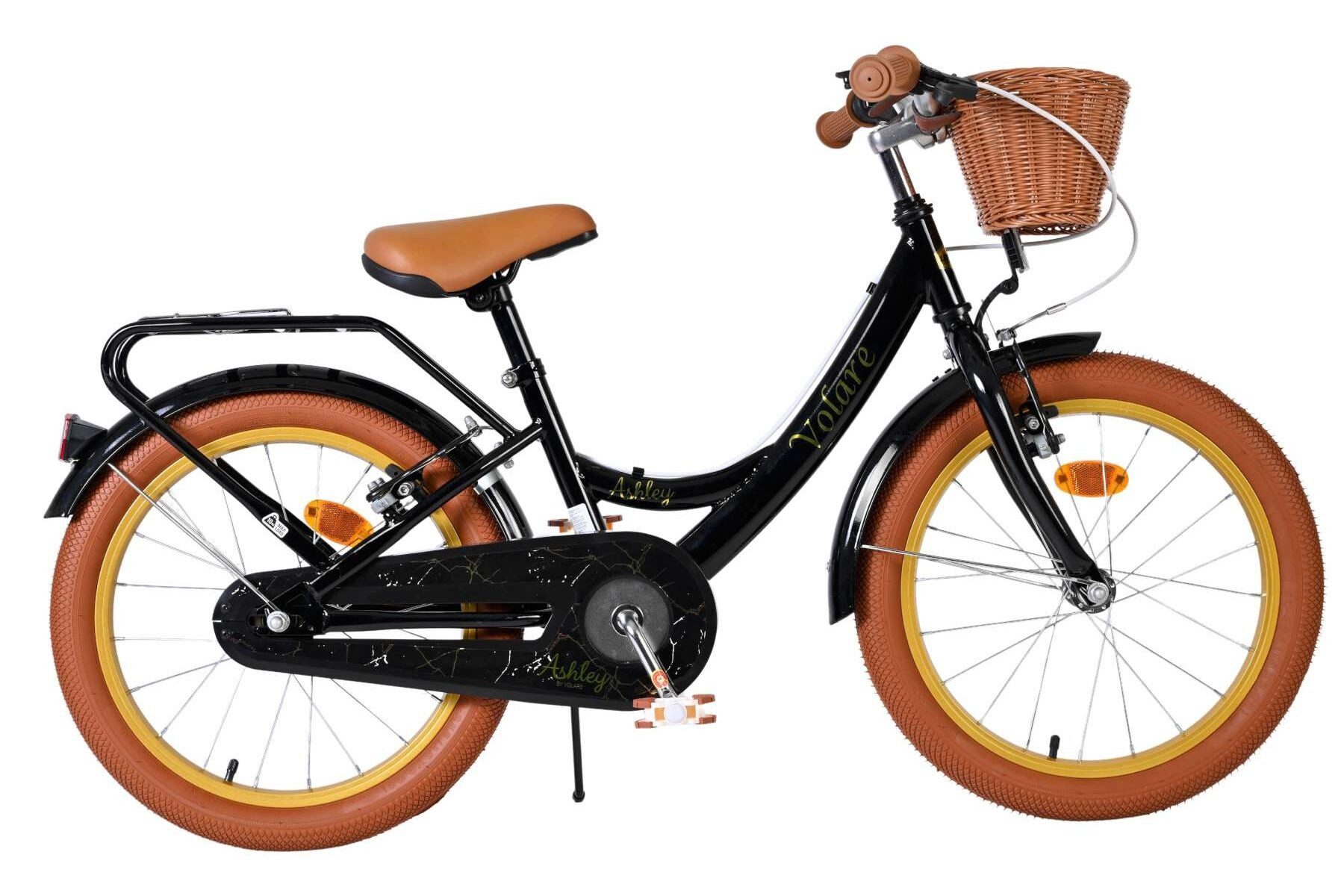 Kinderfahrrad Ashley Mädchen 18 Zoll Schwarz mit zwei Handbremsen und Korb