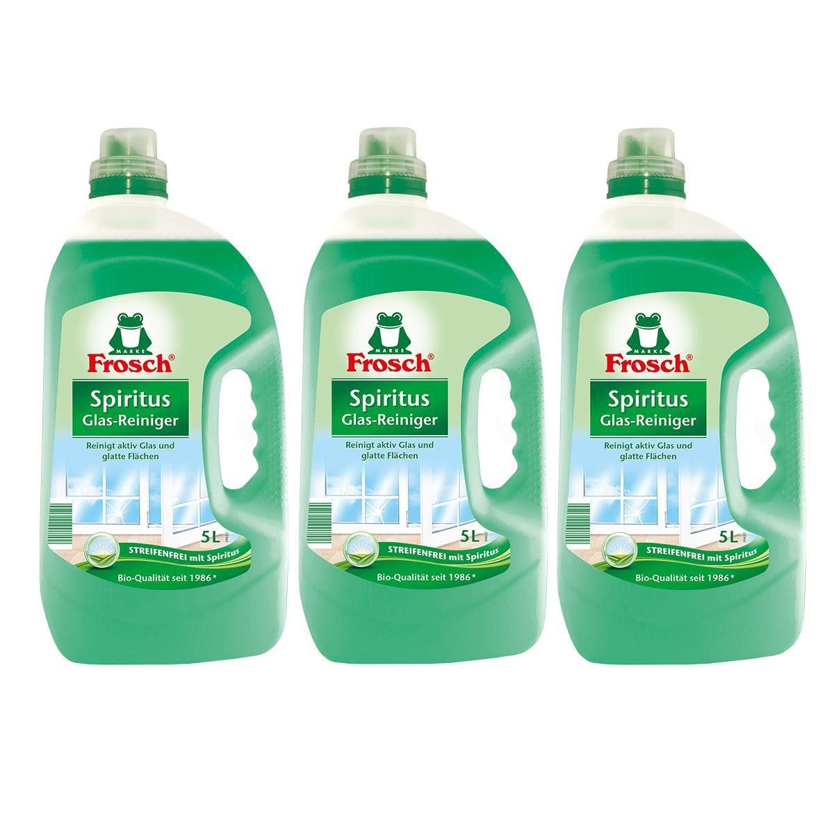 Frosch Spiritus Glas-Reiniger 5L reinigt aktiv Glas & glatte Flächen (Glasreiniger