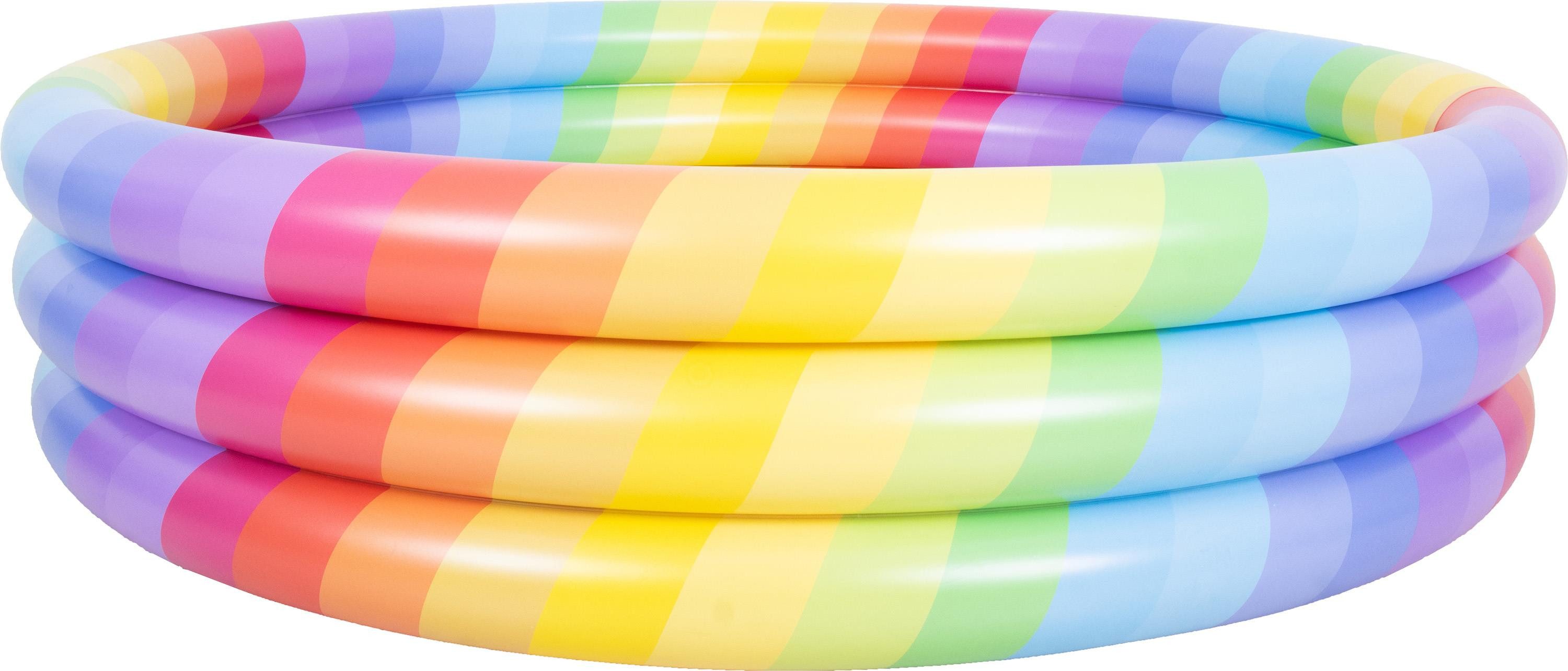 SunClub Planschbecken Kinderpool 168x38 cm, (Einzelpack, 1-tlg., aufblasbares Kinderbecken), 3-Ring Glitzer Regenbogen Pool