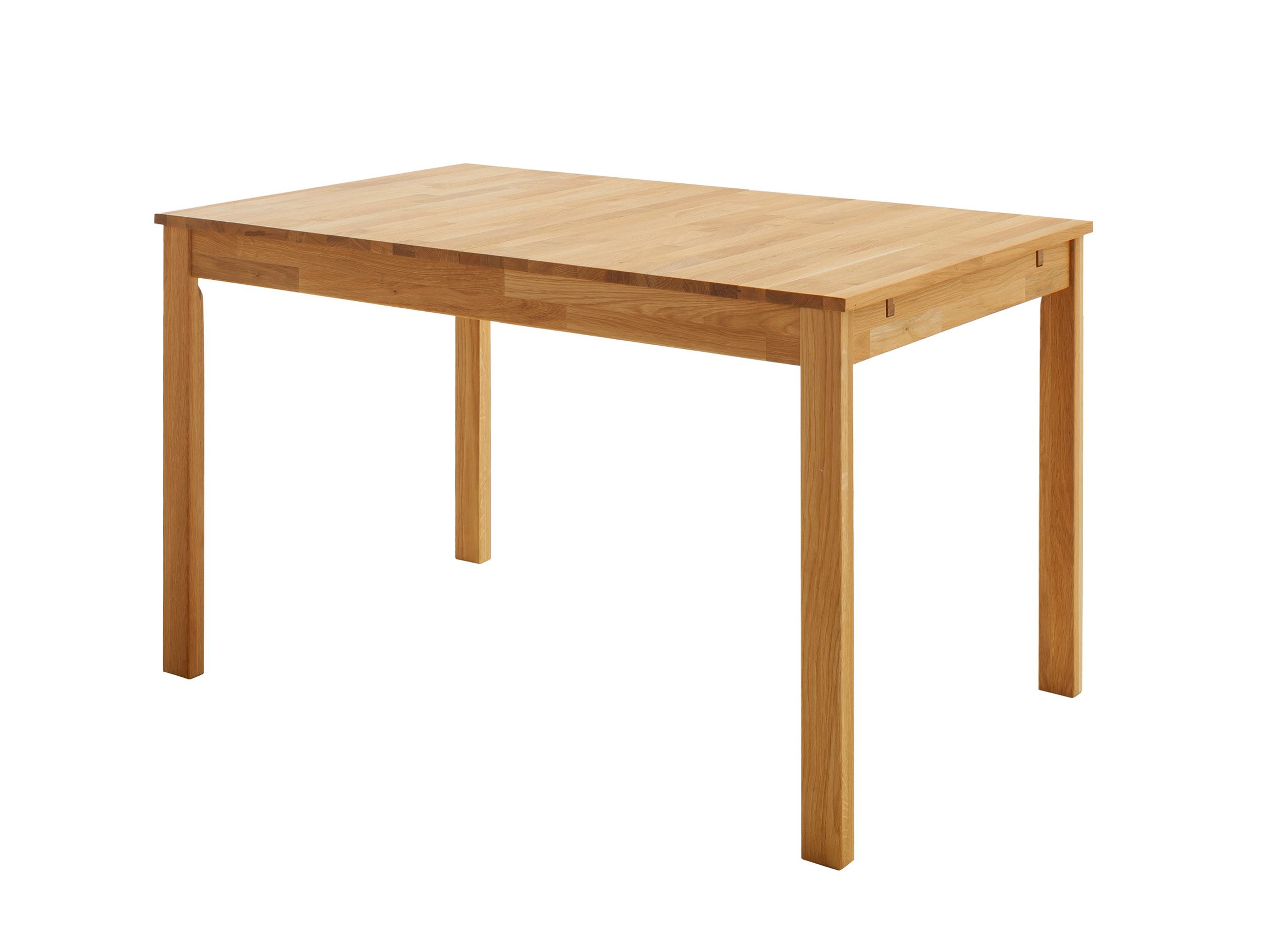Massivart® Esstisch ausziehbar 125-165 cm / Massivholz geölt Wildeiche »VARIUS«, 40 cm Einlegeplatte • keilgezinkte Lamellen