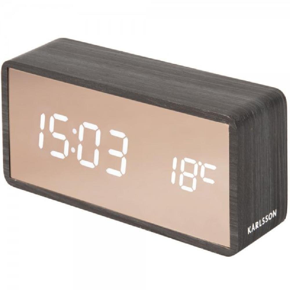 Karlsson Uhr Wecker Copper Mirror LED Black Wood Veneer günstig online kaufen