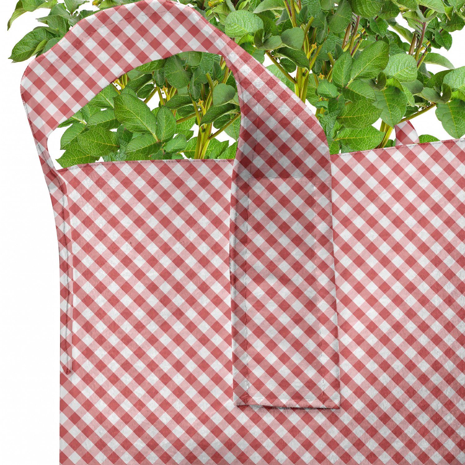 Abakuhaus Pflanzkübel hochleistungsfähig Stofftöpfe mit Retro Quadrate für Griffen Kariert rote Pflanzen