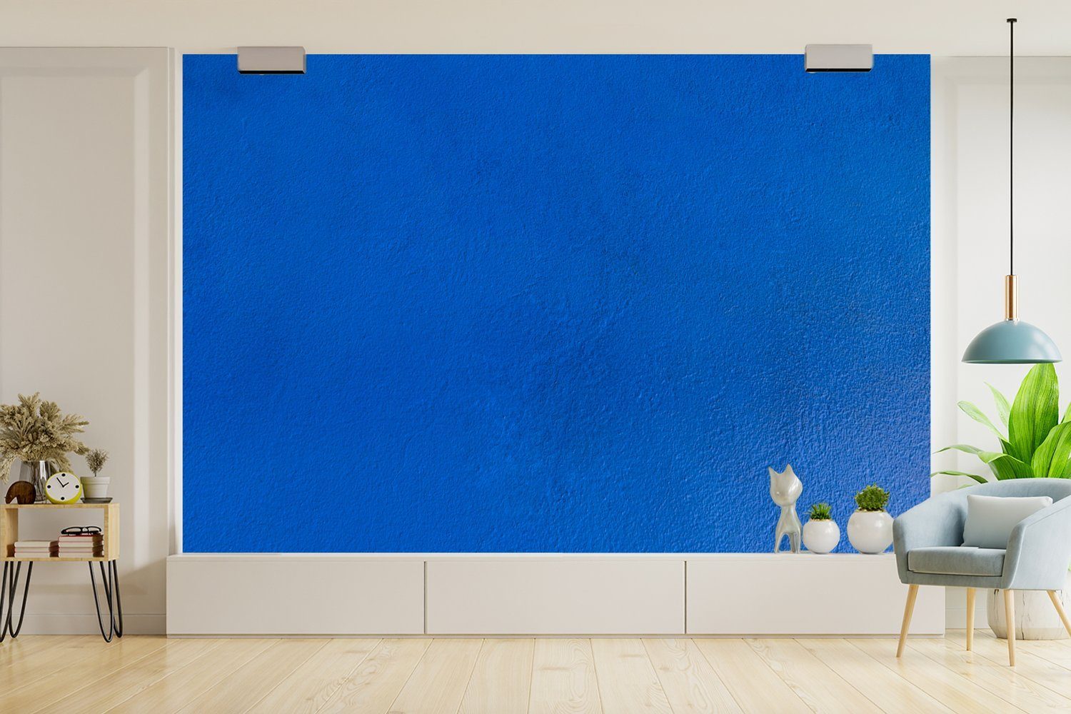 Farbe Vinyl - Wand (6 Schlafzimmer, bedruckt, Wohnzimmer, Kinderzimmer, St), Tapete für Wallpaper - Matt, Blau, MuchoWow Fototapete