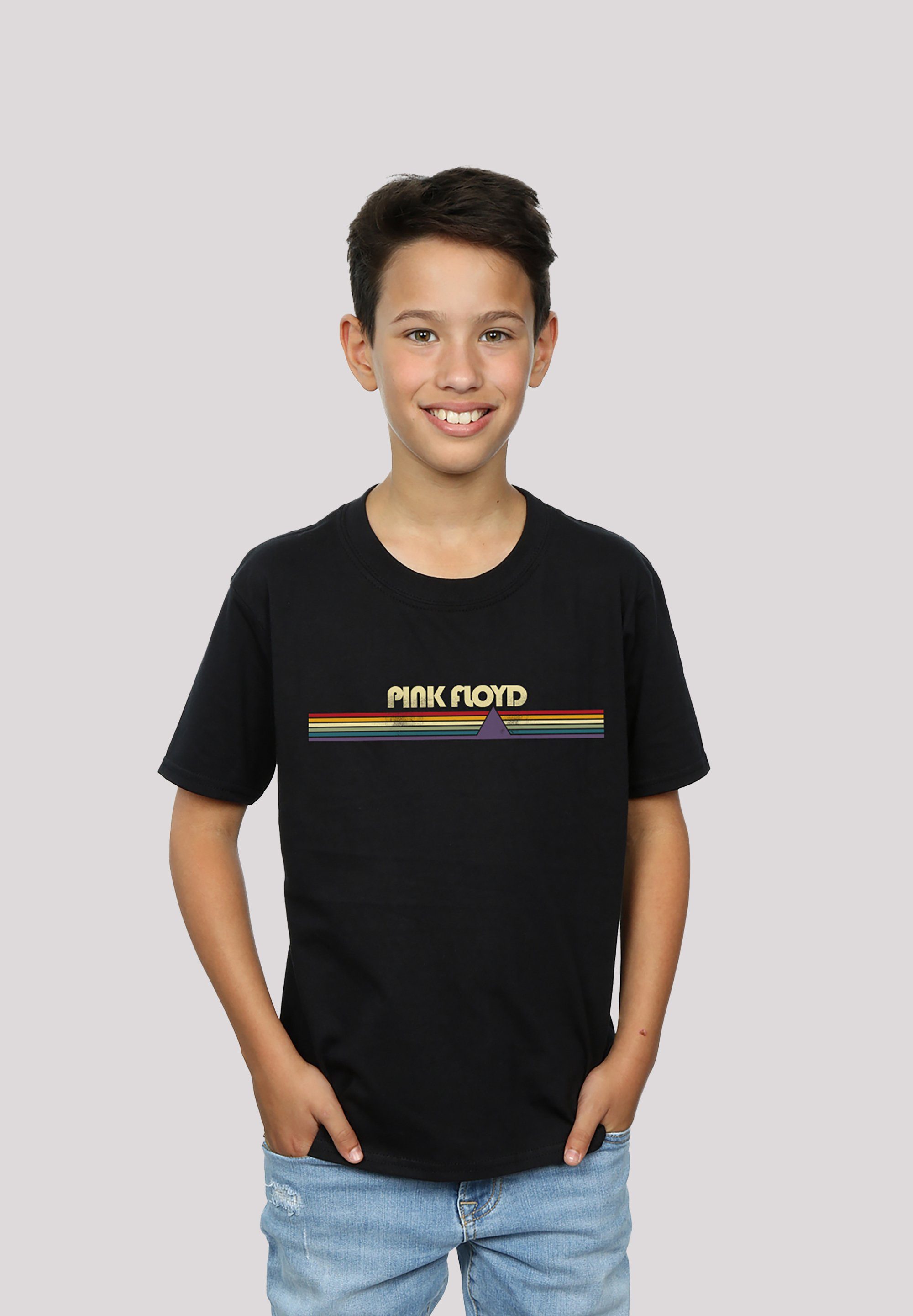 F4NT4STIC T-Shirt Pink Floyd Prism Retro Stripes. Print