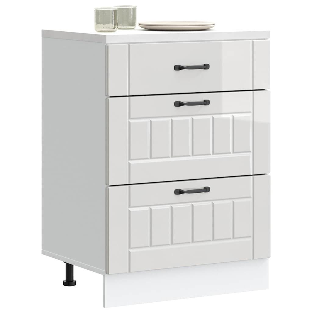 vidaXL Unterschrank 60 x 46 x 815 cm Küchen-Unterschrank Lucca Hochglanz-Weiß Spanplatte