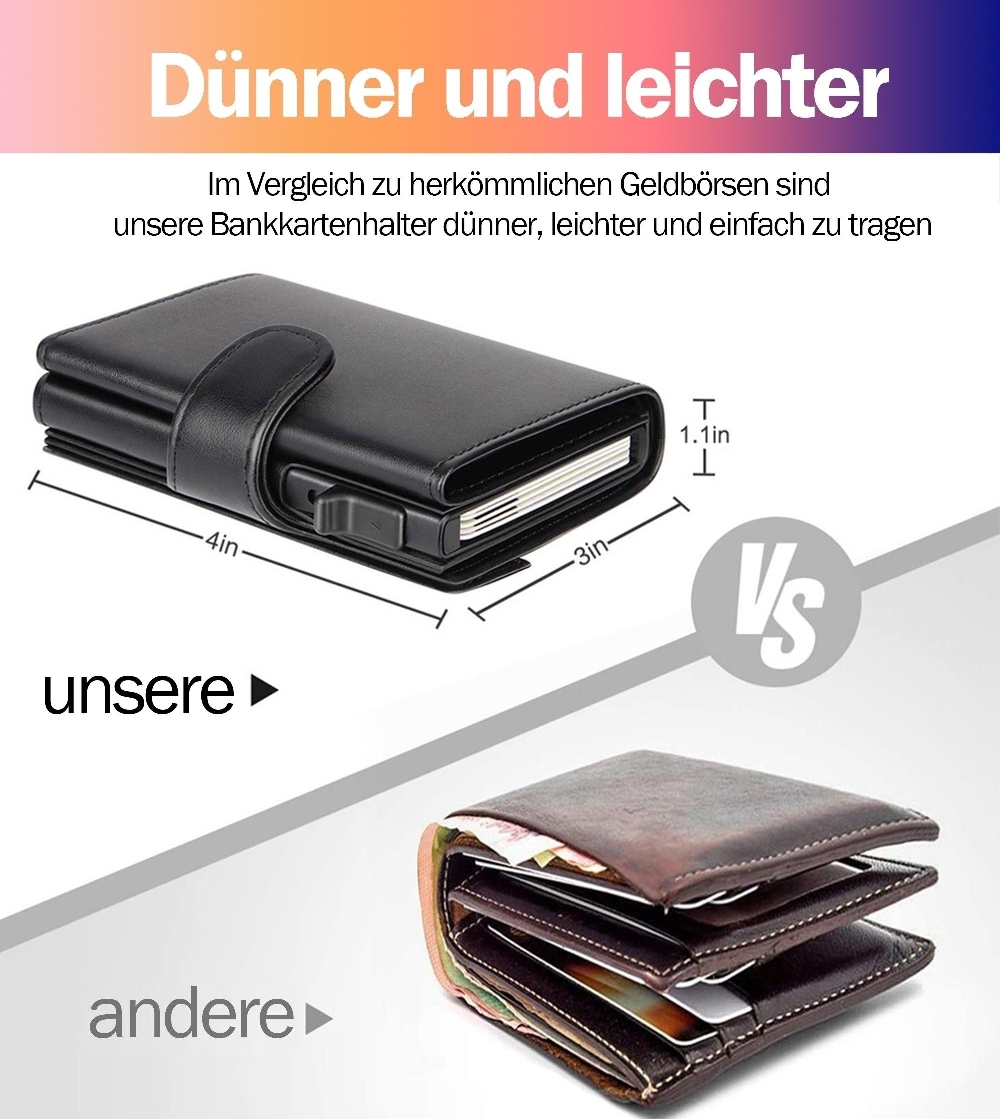 Luckice Geldbörse Slim Wallet mit Münzfach,Herren Geldbörse,Card Holder Wallet (Mini Geldbörse Herren&Damen klein,Weihnachtsgeschenk, Kreditkartenetui Portemonn – Bild 5 von 5