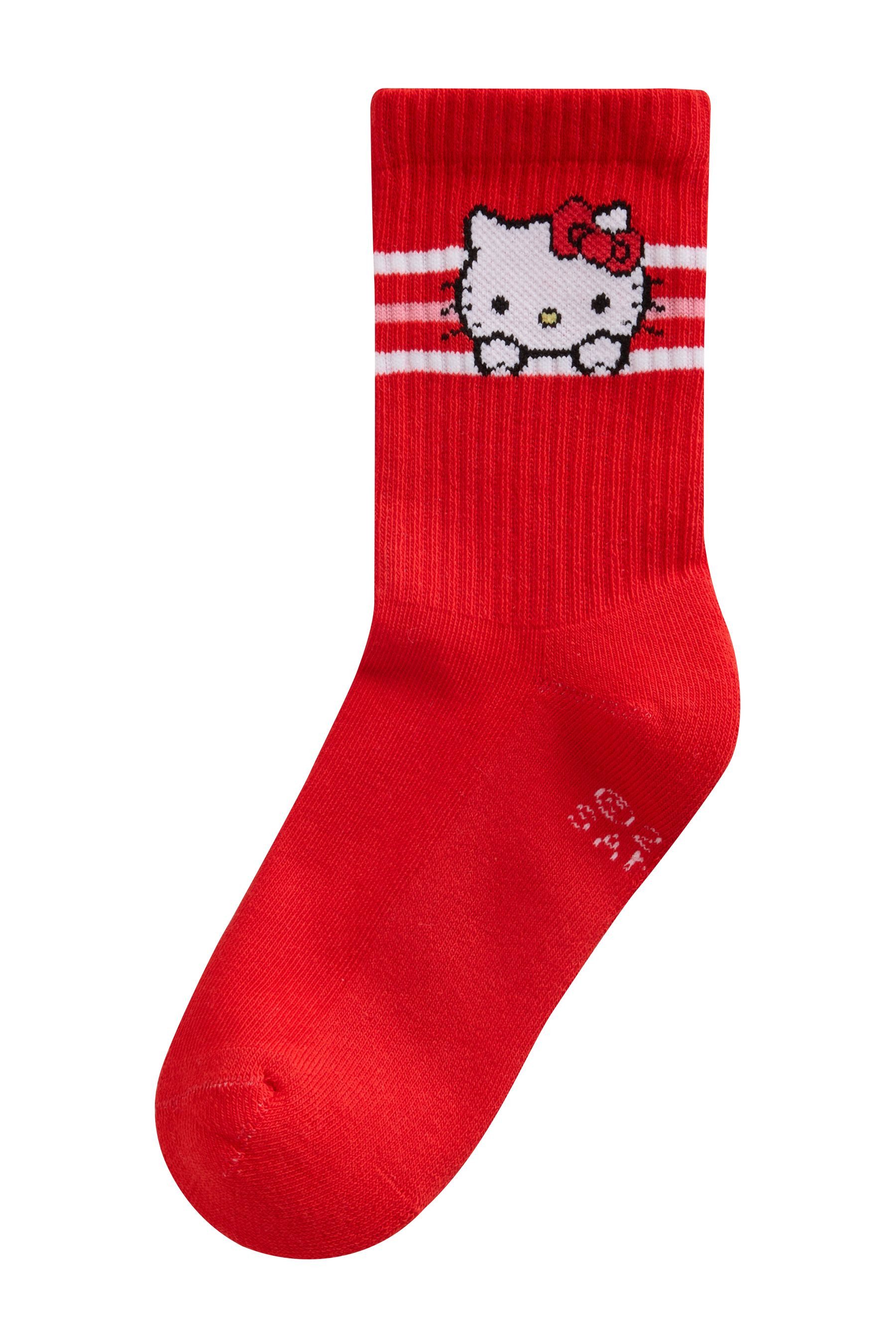 Next Kurzsocken Hello Kitty Gerippte Söckchen Polstersohle, 3 Stk. (3-Paar)