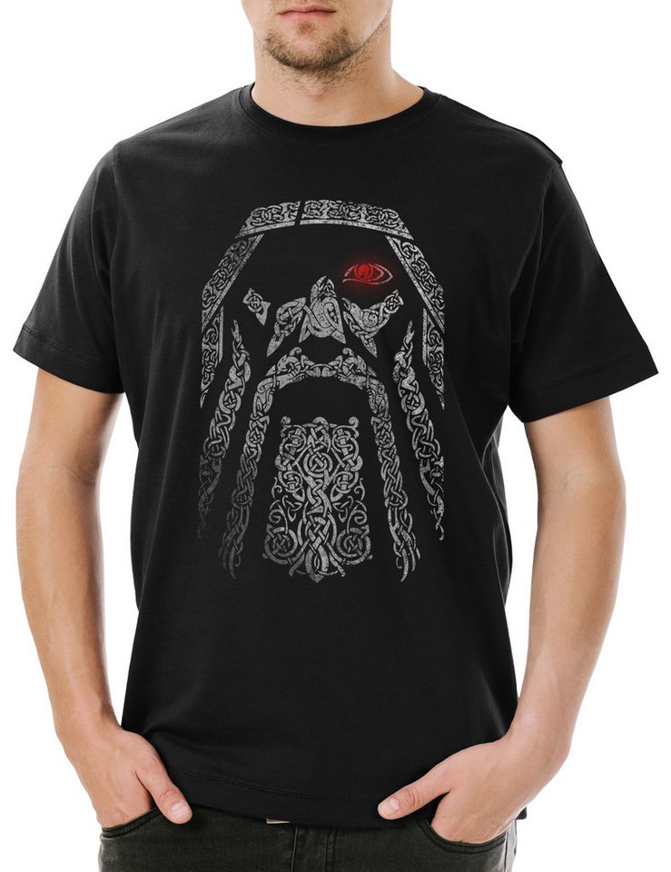 Urban Backwoods Print-Shirt Odhin IV Herren T-Shirt Wölfe Odin Wolves Paganism Newpaganism Thor (1-tlg) Wikinger Loki Vikings