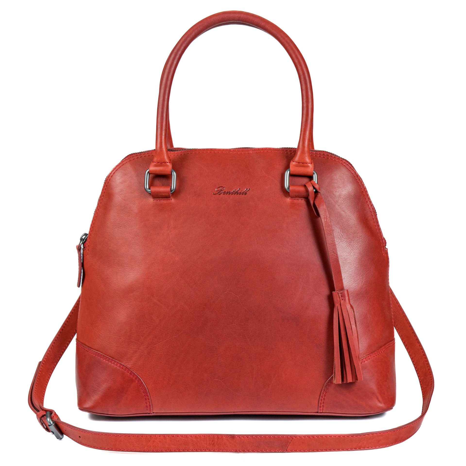 Benthill Henkeltasche Damen Handtasche Echt Leder Vintage Tasche Groß Frauen Umhängetasche, Reißverschlussfach