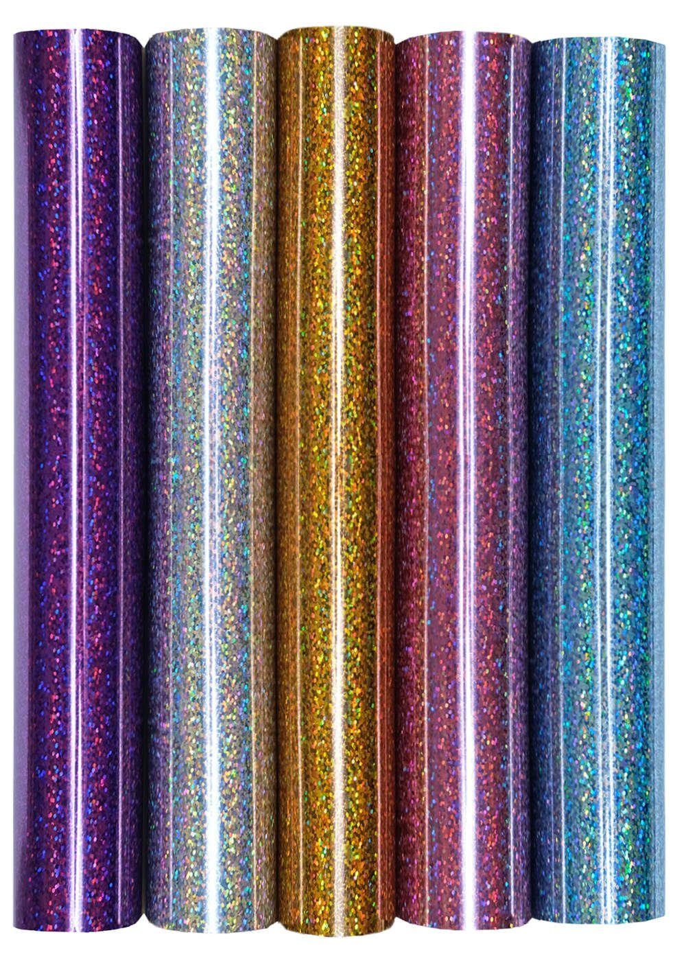 Aufbügeln Set A4 zum Hilltop 22er Transferfolie/Textilfolie Transparentpapier Rainbow Glitzer Multicolor