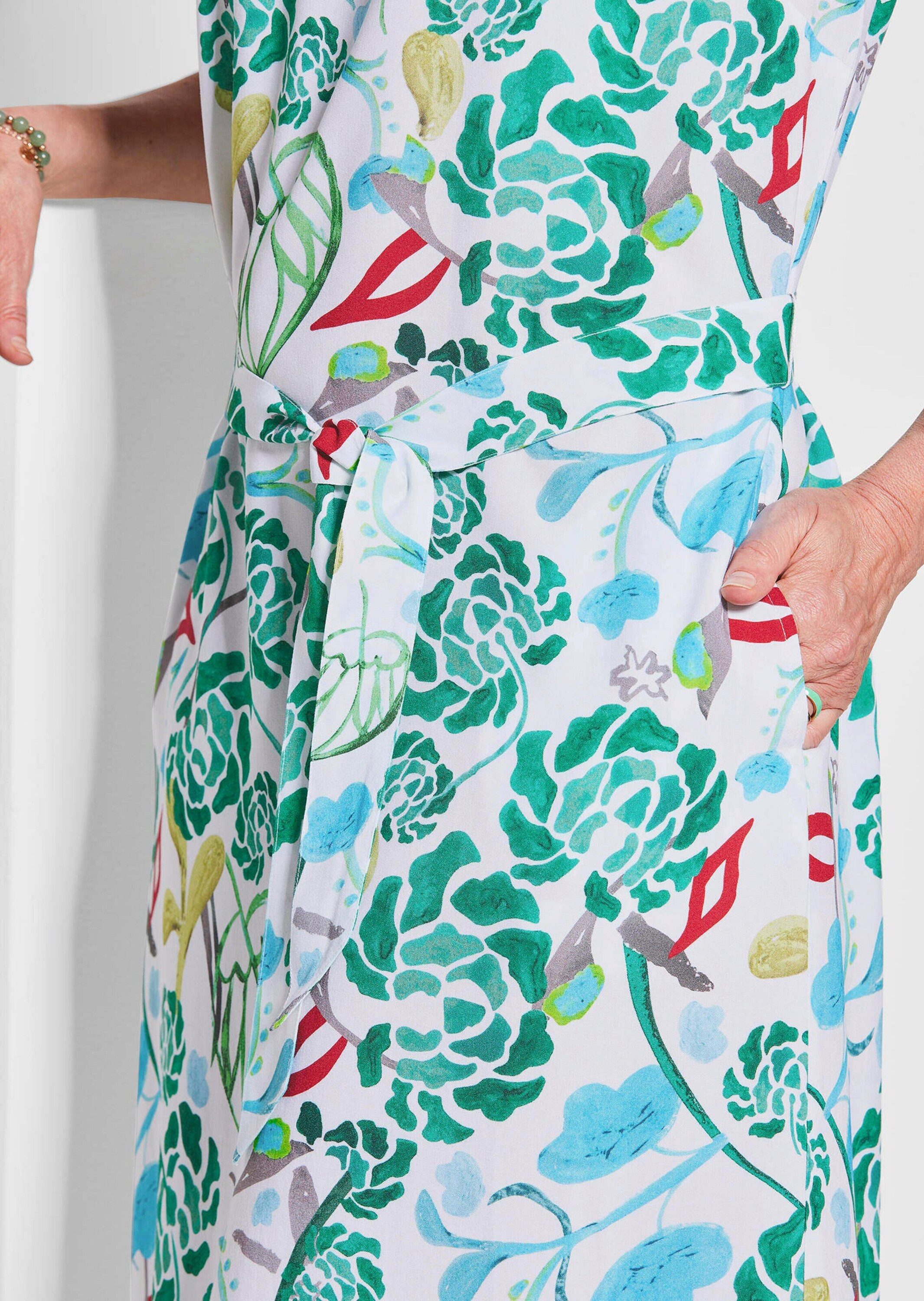 GOLDNER Sommerkleid Grünes Midikleid mit floralem Muster Knielanges Kleid mit Allover-Print, Kurzarm, Rundhalsausschnitt – Bild 5 von 5
