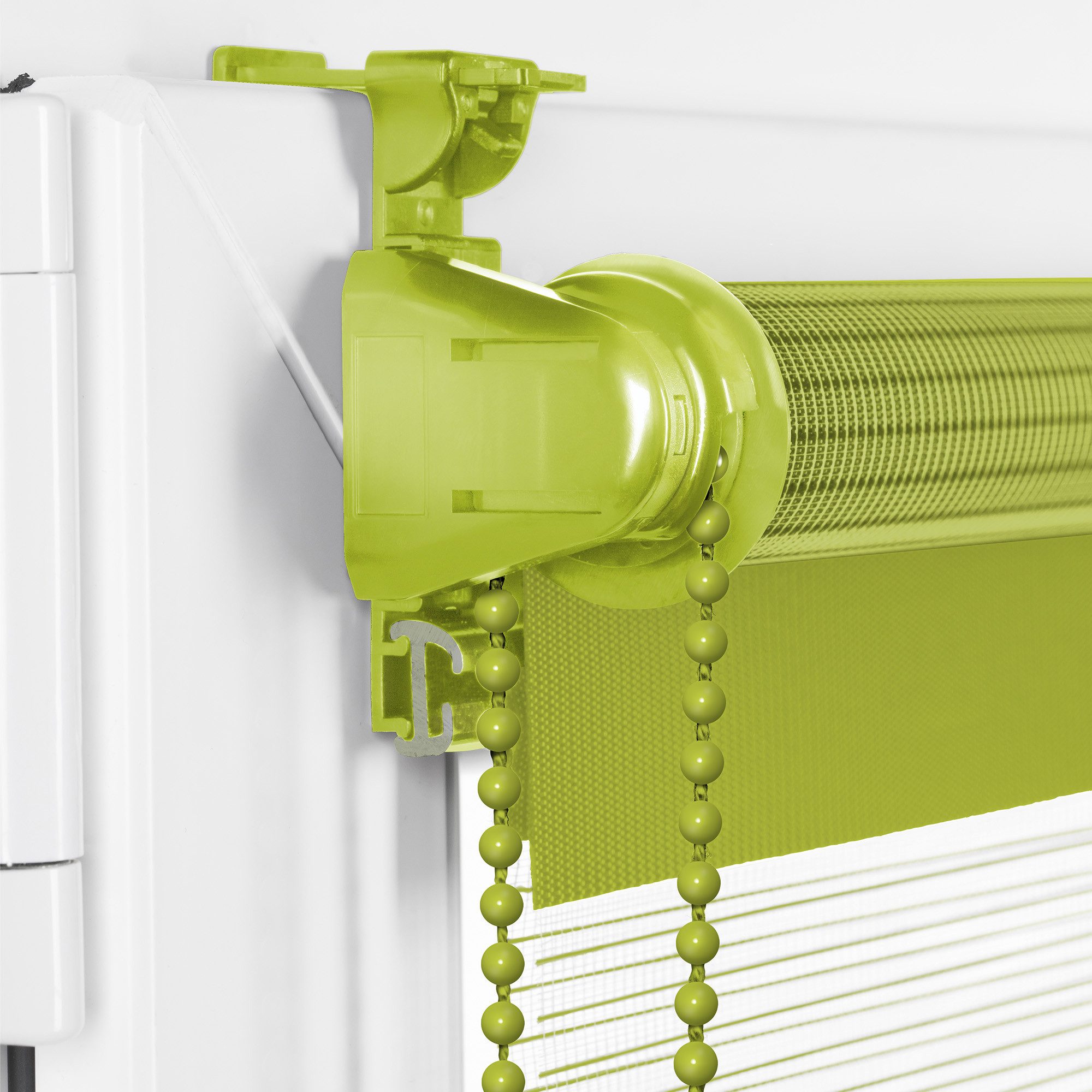 Doppelrollo Klemmfix ohne Bohren Rollos für Fenster und Tür Seitenzugrollo, Sonello, blickdicht, ohne Bohren, freihängend, Klemmfix, 30cm x 100cm Olivgrün Duo R – Bild 5 von 5