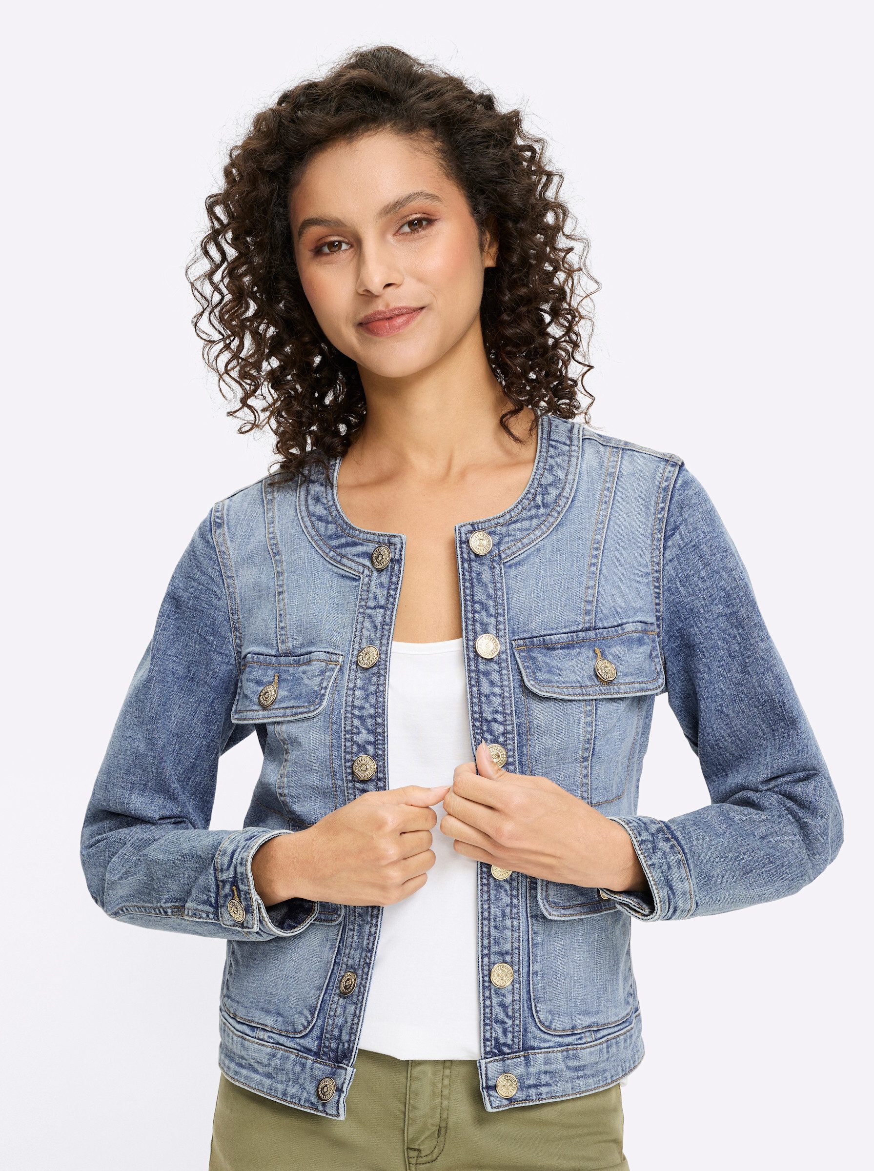 heine Blusenblazer Jeans-Jacke Langarm